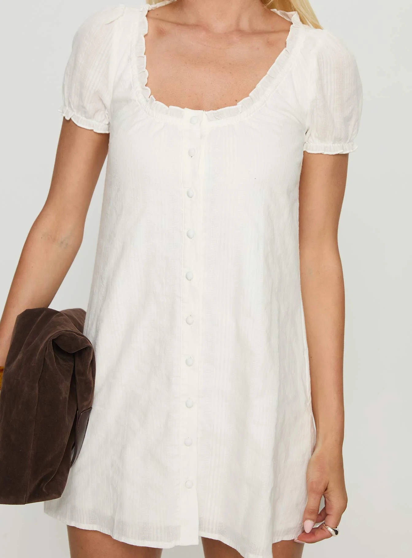 Ofilia Frill Babydoll Mini Dress White - Image 6