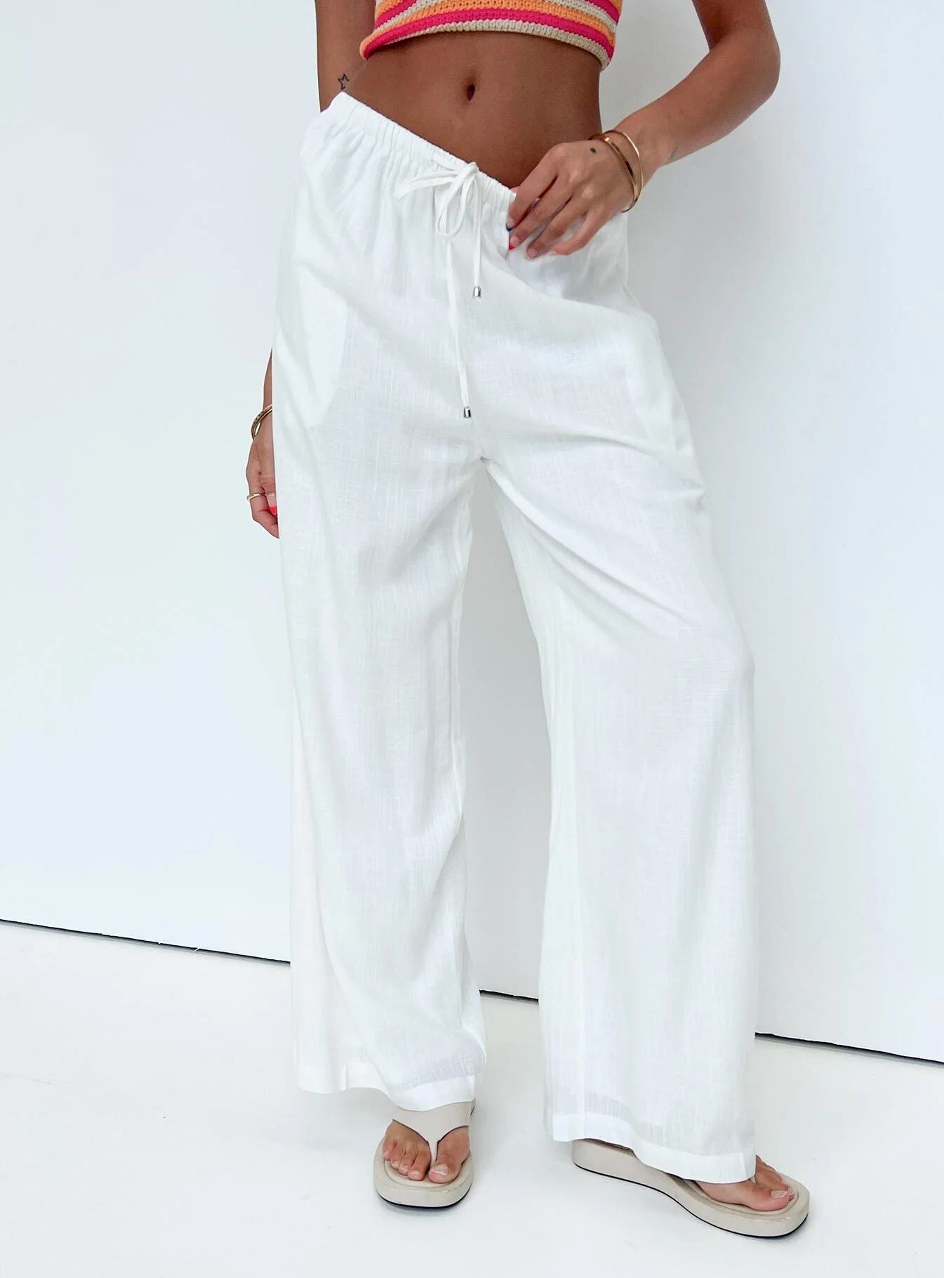 Ogilvie Linen Blend Pants White - Image 3