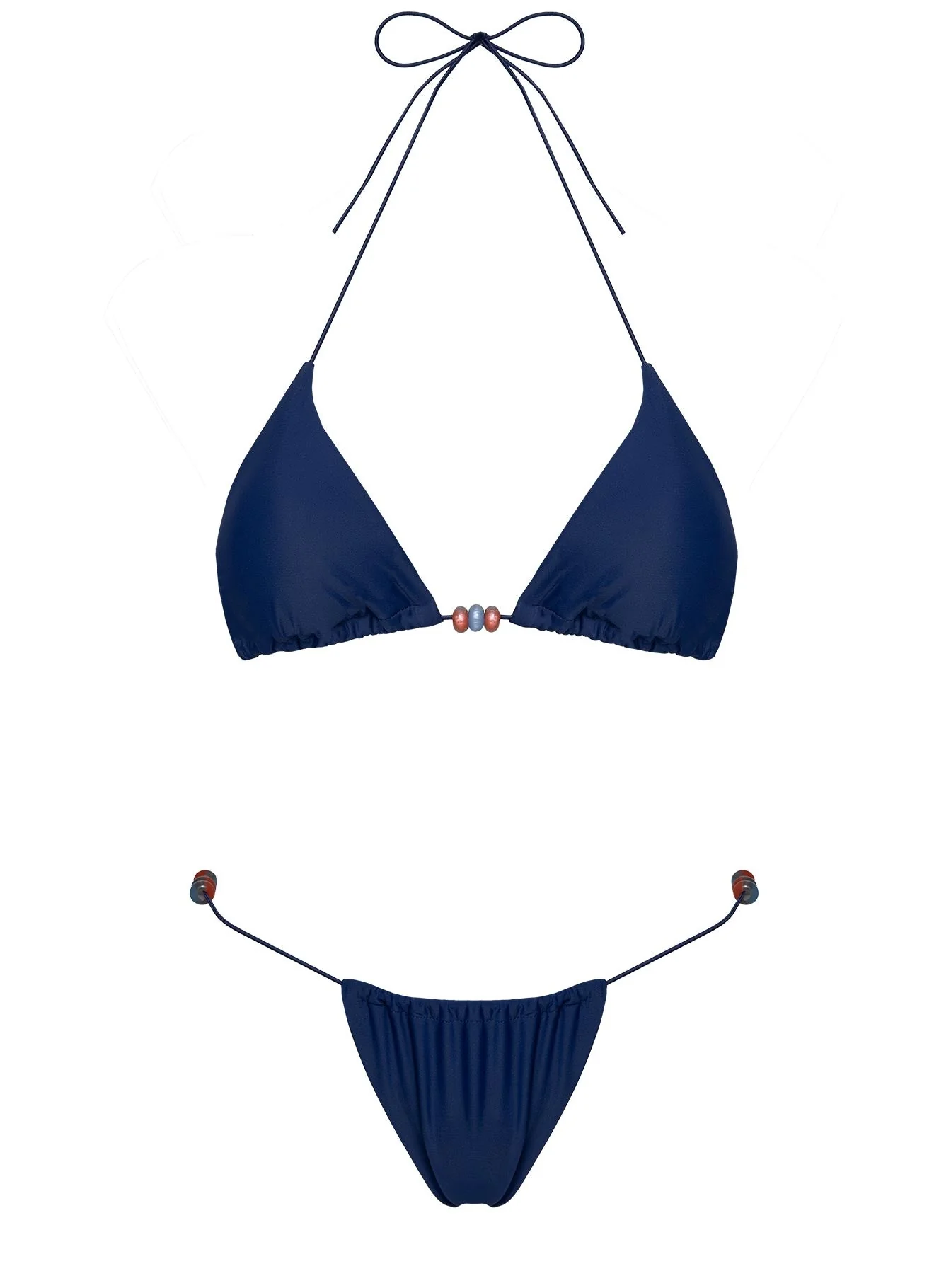 On Island Time String Bead Detail Bikini Top Navy - Image 5