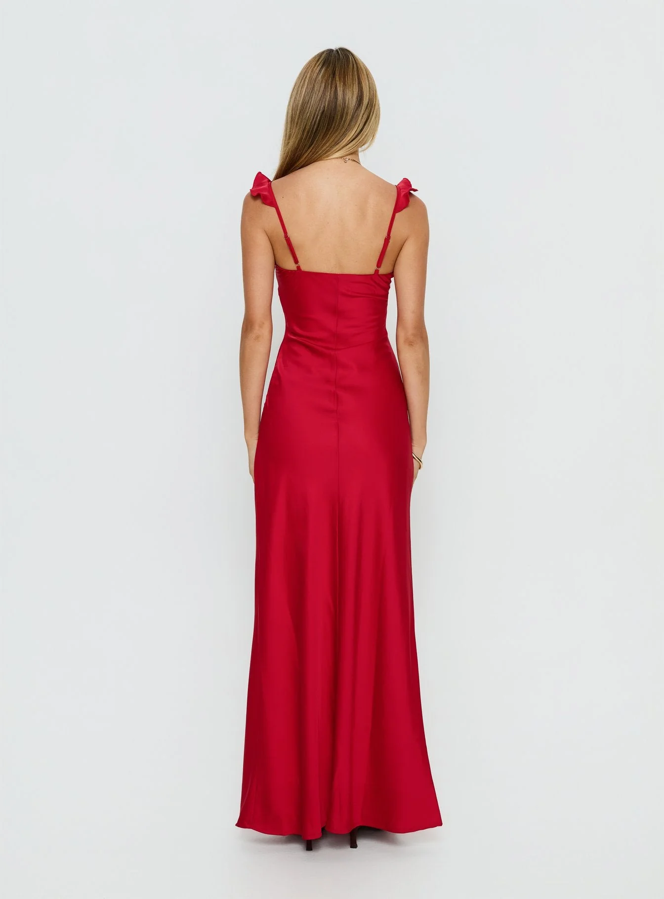 Ondrea Frill V Neck Maxi Dress Red - Image 5