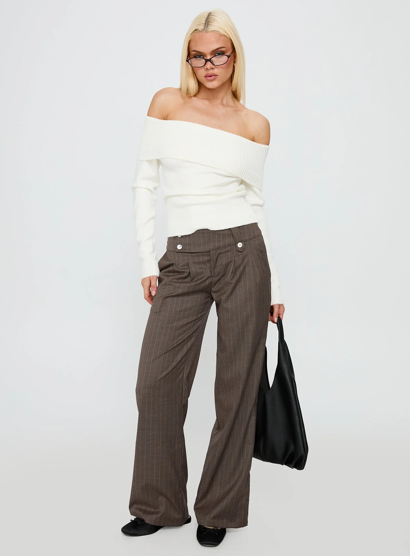 One For Me Off The Shoulder Jumper White - Image 3