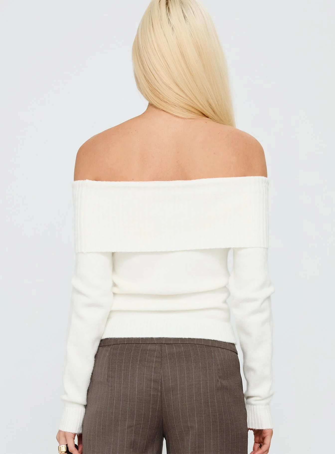 One For Me Off The Shoulder Jumper White - Image 5