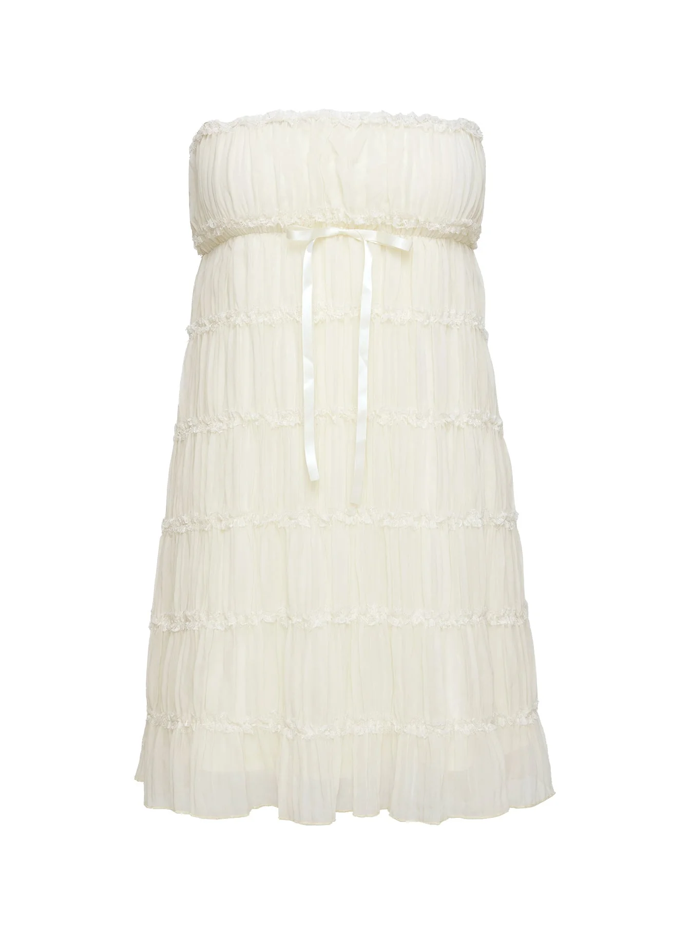 Opalette Strapless Mini Dress Cream - Image 5