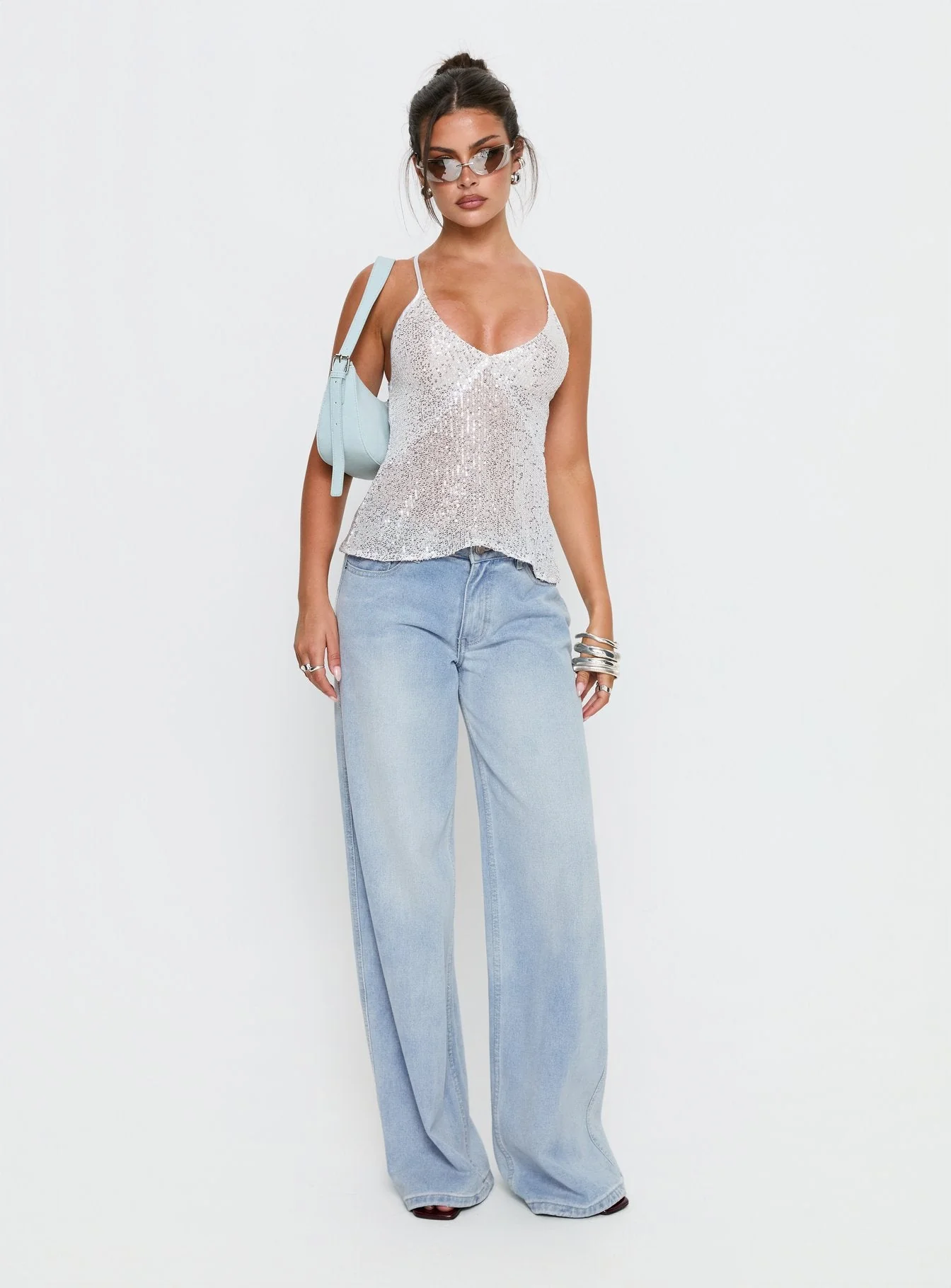 Opaline Sequin Cami Top Silver - Image 3