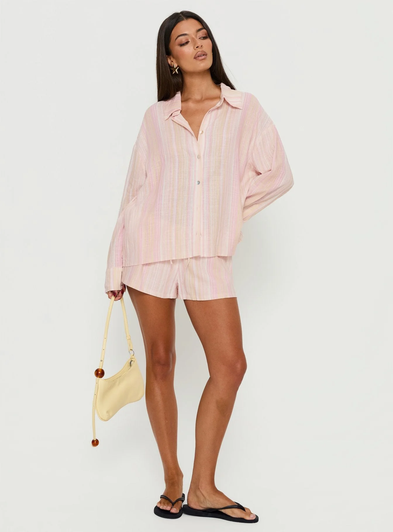 Opheliah Long Sleeve Oversized Top Pink Stripe - Image 2