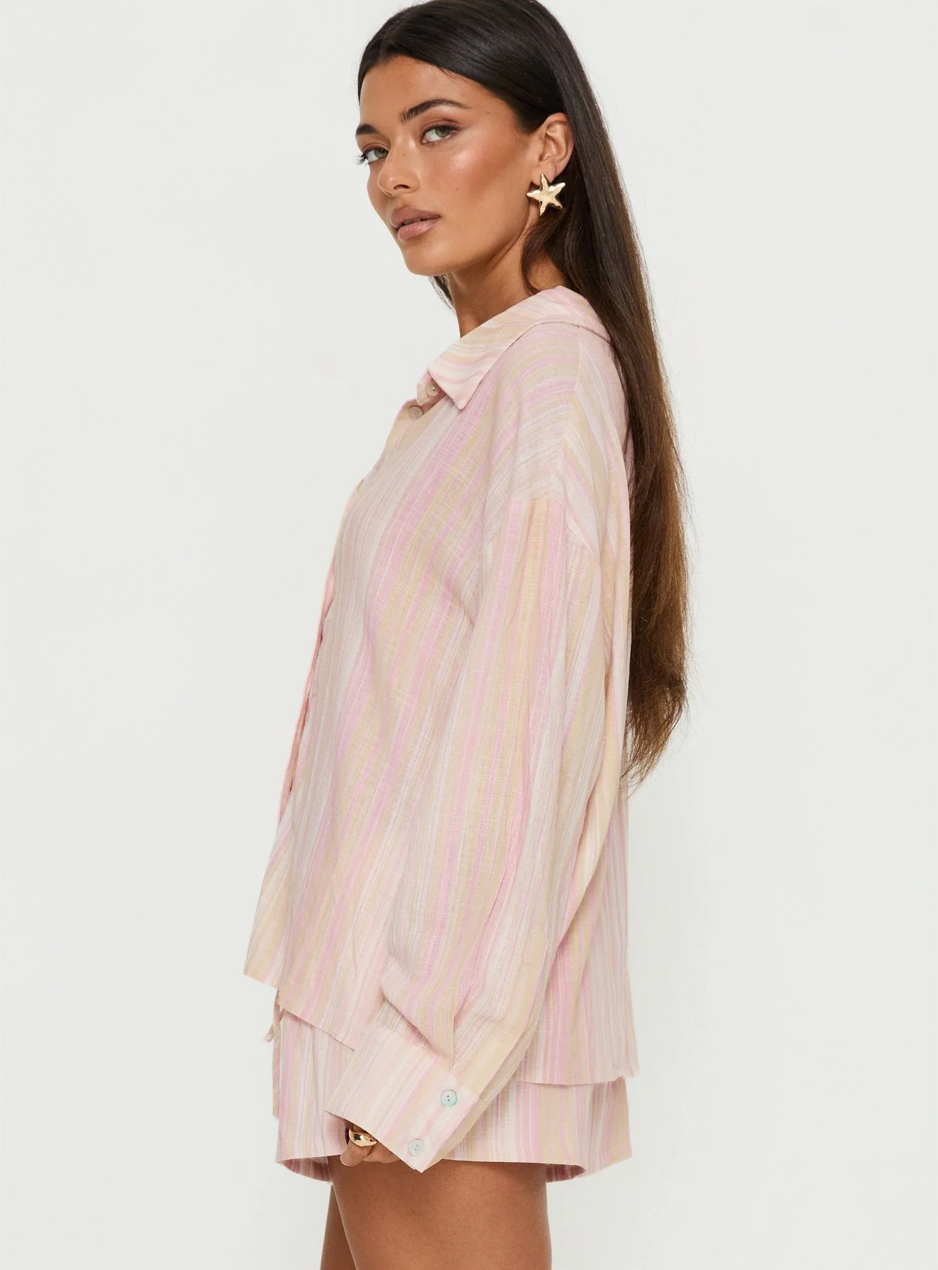Opheliah Long Sleeve Oversized Top Pink Stripe - Image 3