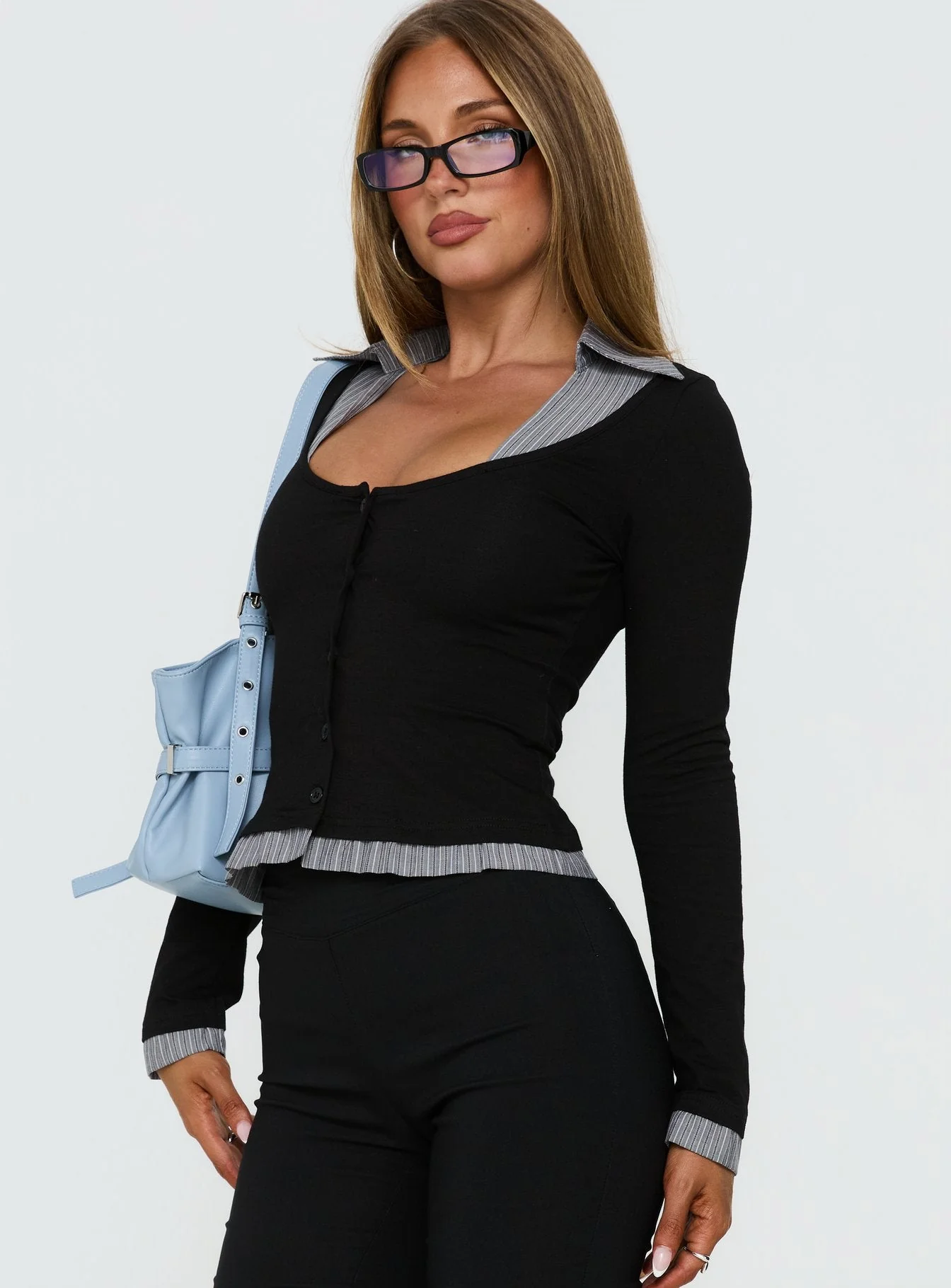 Orelie Layered Long Sleeve Knit Top Multi - Image 3