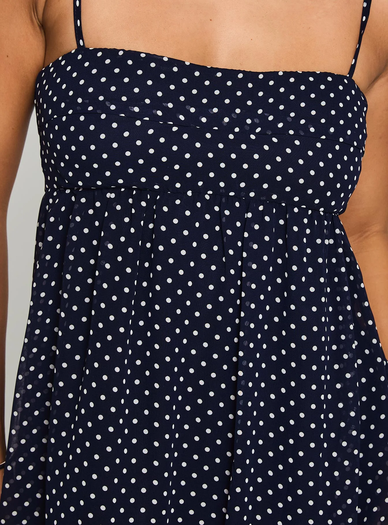 Ortega Mini Dress Navy Polka - Image 6