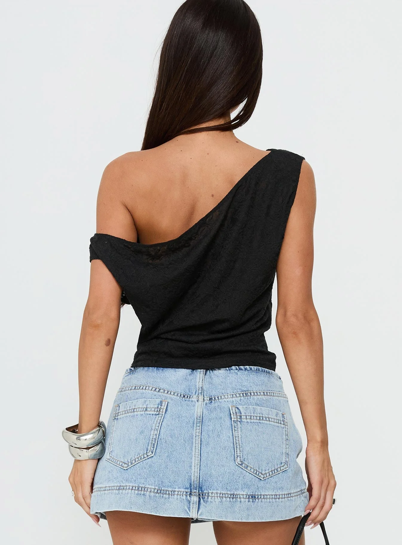 Orvielle Lace Off Shoulder Top Black - Image 5