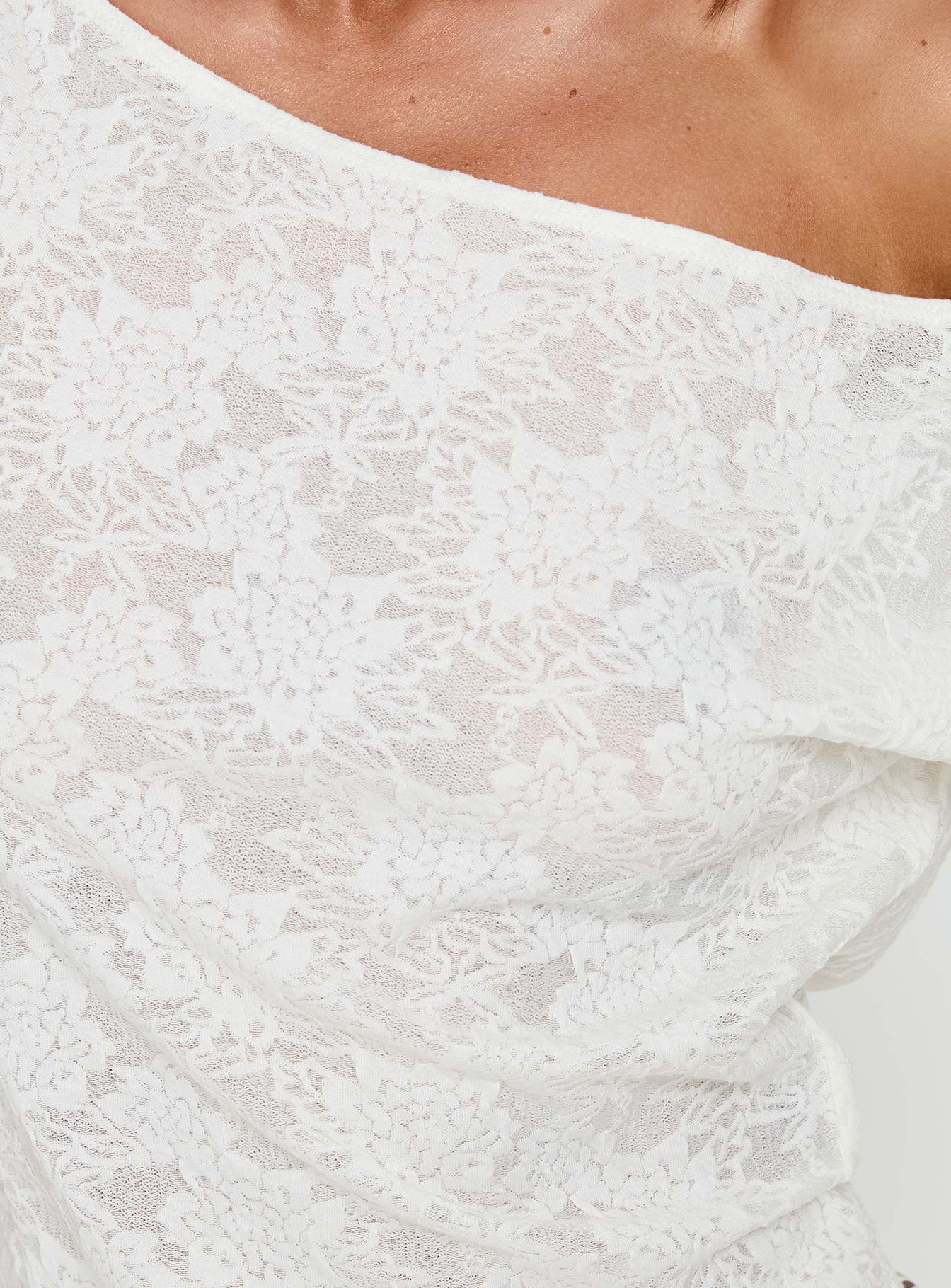 Orvielle Lace Off Shoulder Top Cream - Image 6