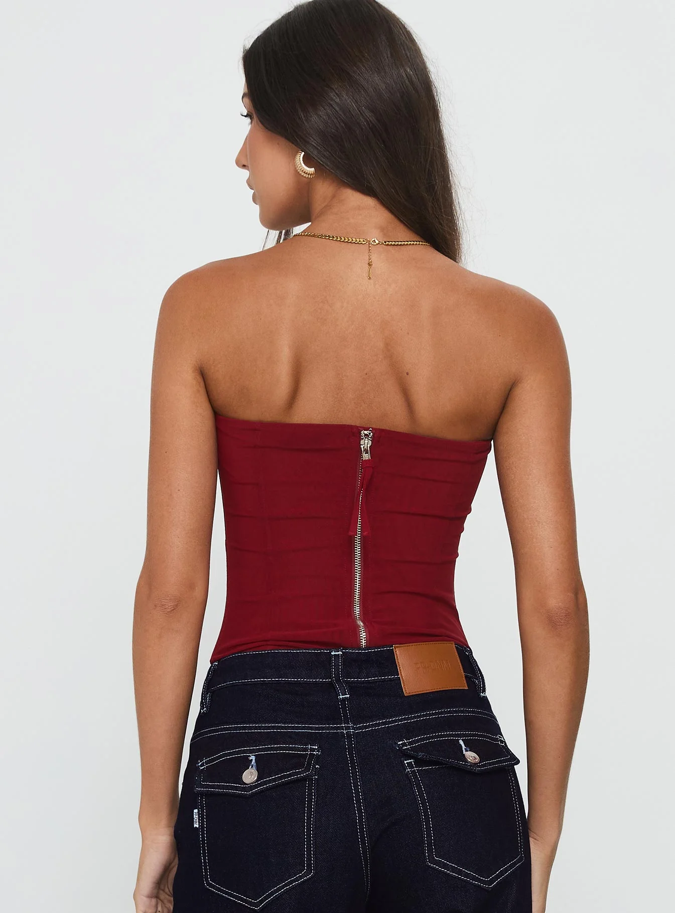 Oscuro Longline Mesh Corset Top Berry - Image 5