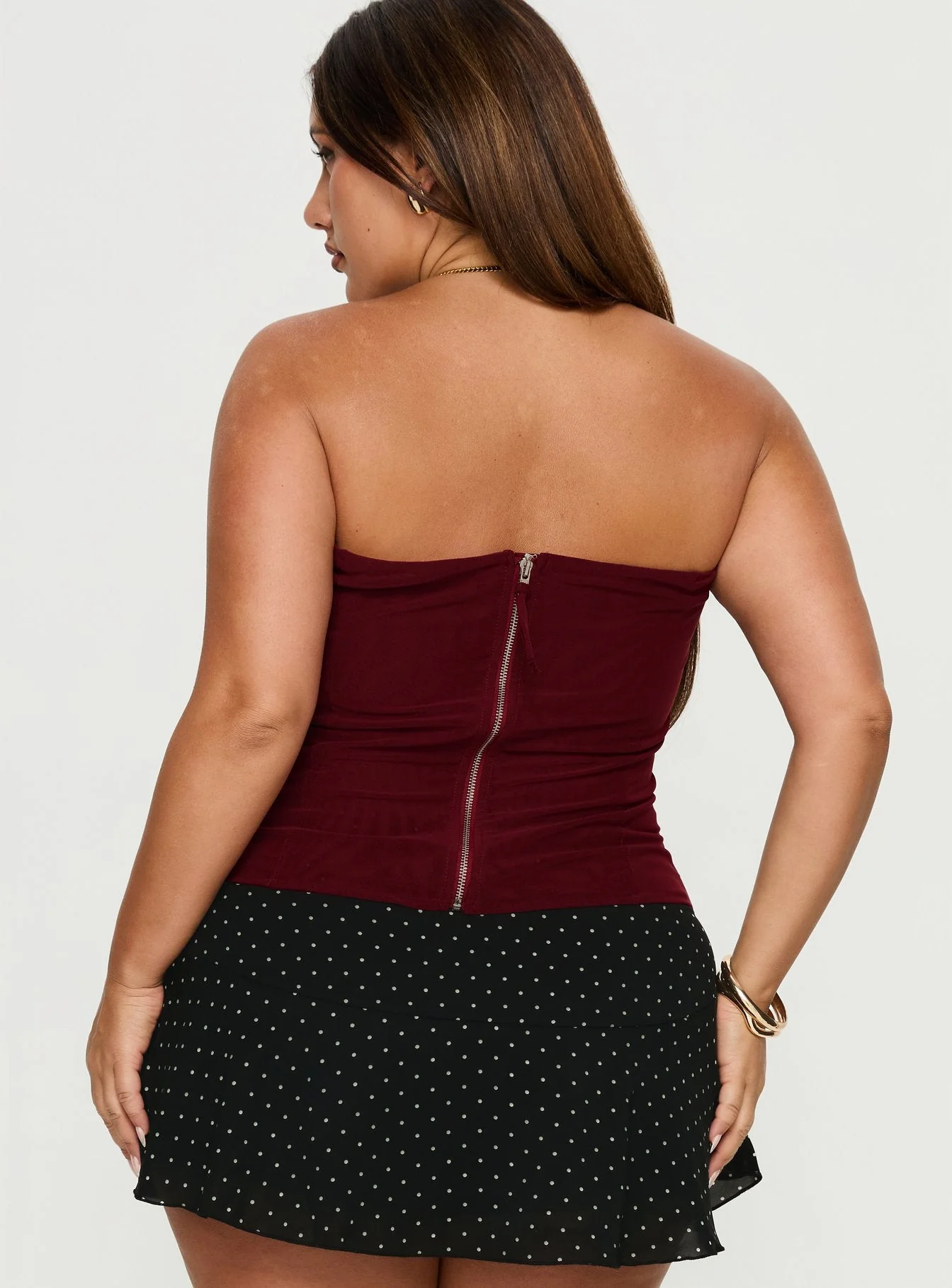 Oscuro Longline Mesh Corset Top Berry Curve - Image 5