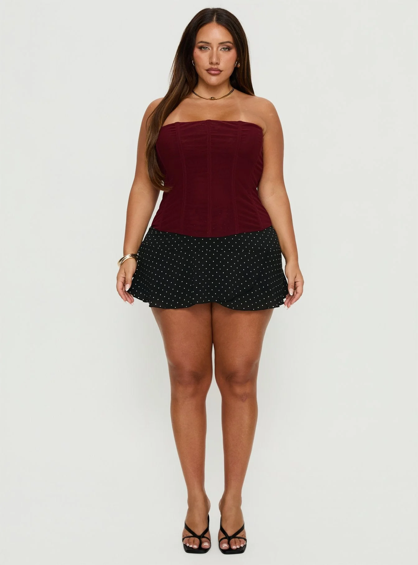 Oscuro Longline Mesh Corset Top Berry Curve - Image 7