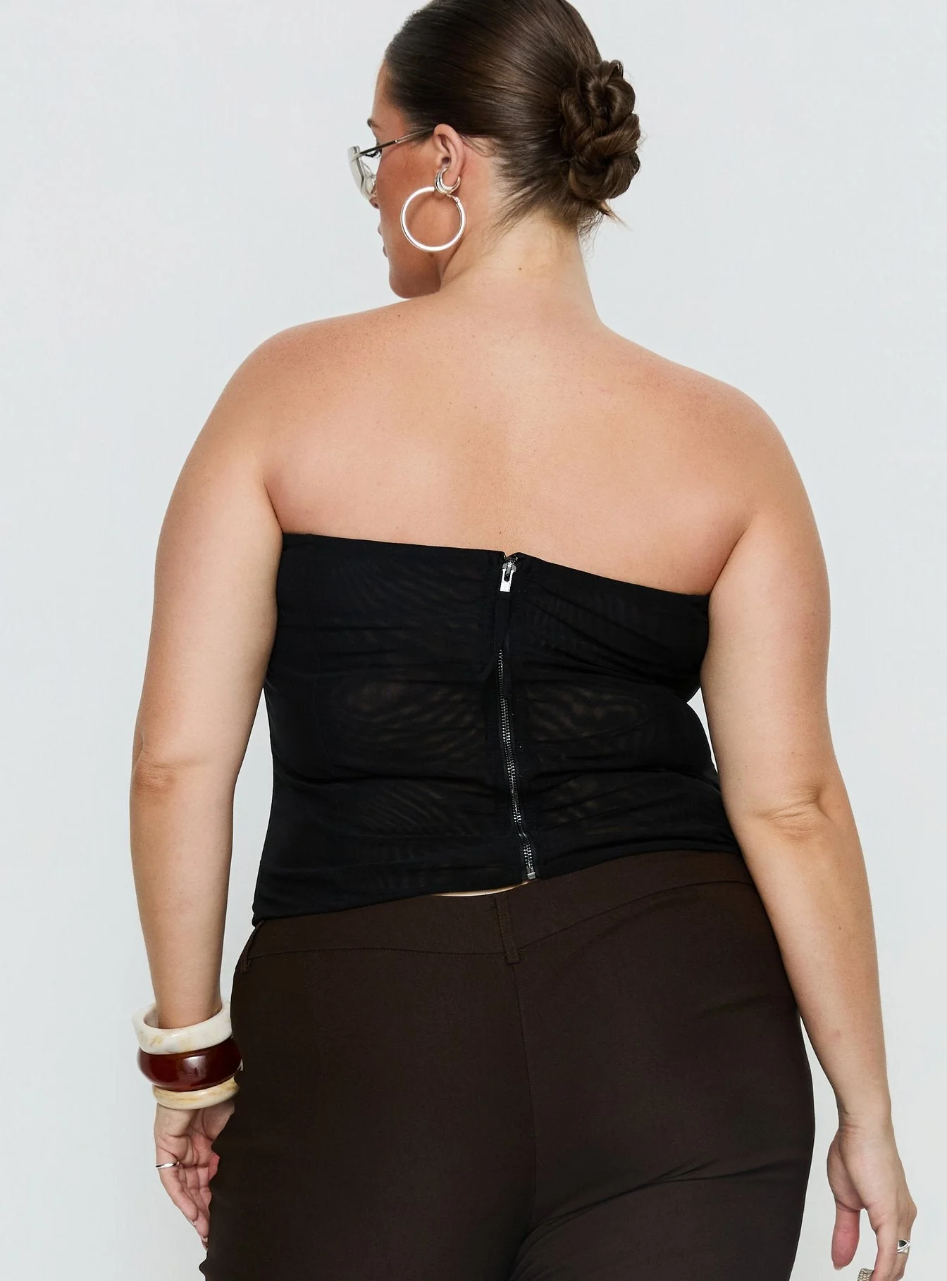 Oscuro Longline Mesh Corset Top Black Curve - Image 5