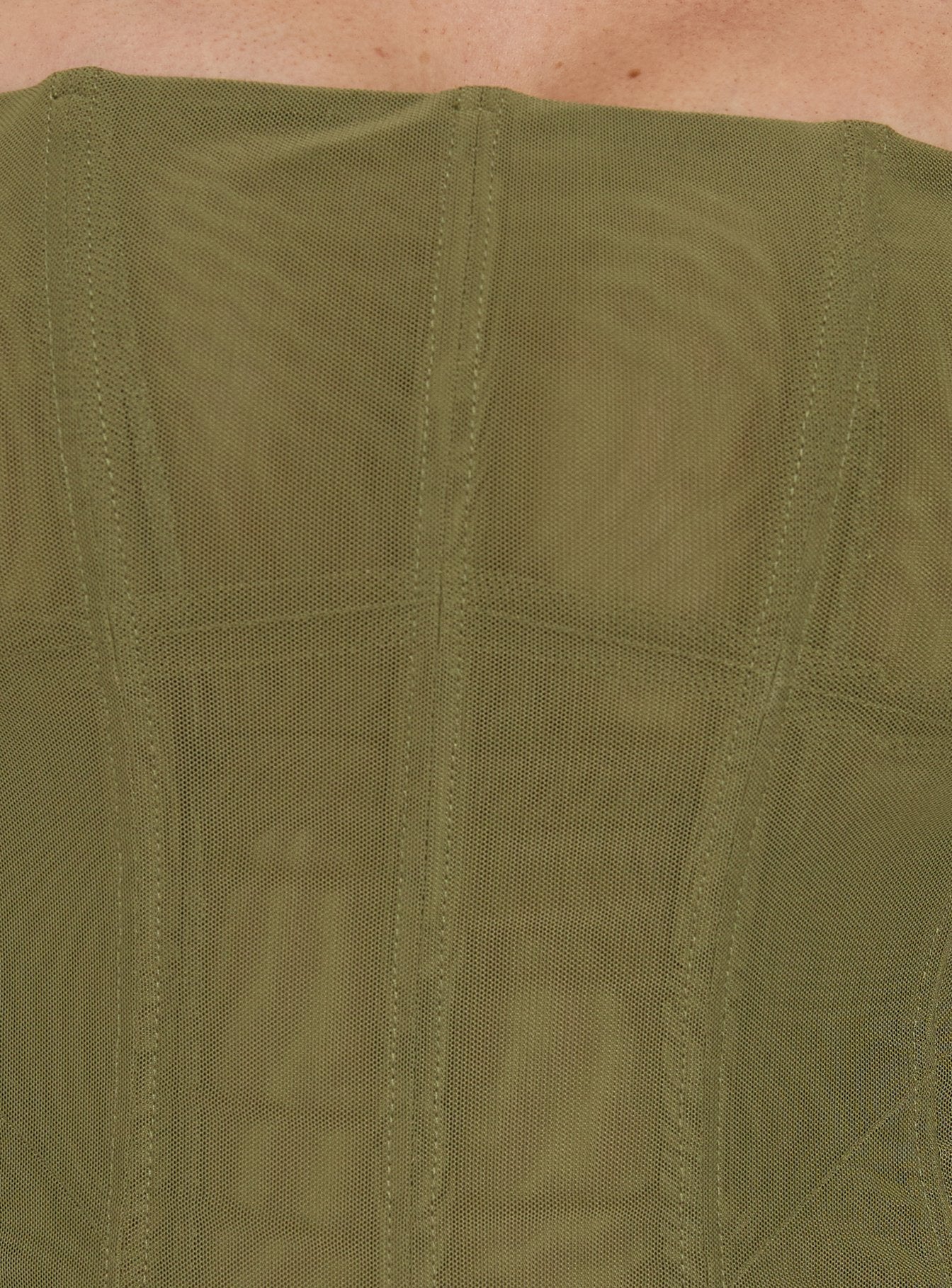 Oscuro Longline Mesh Corset Top Khaki - Image 6