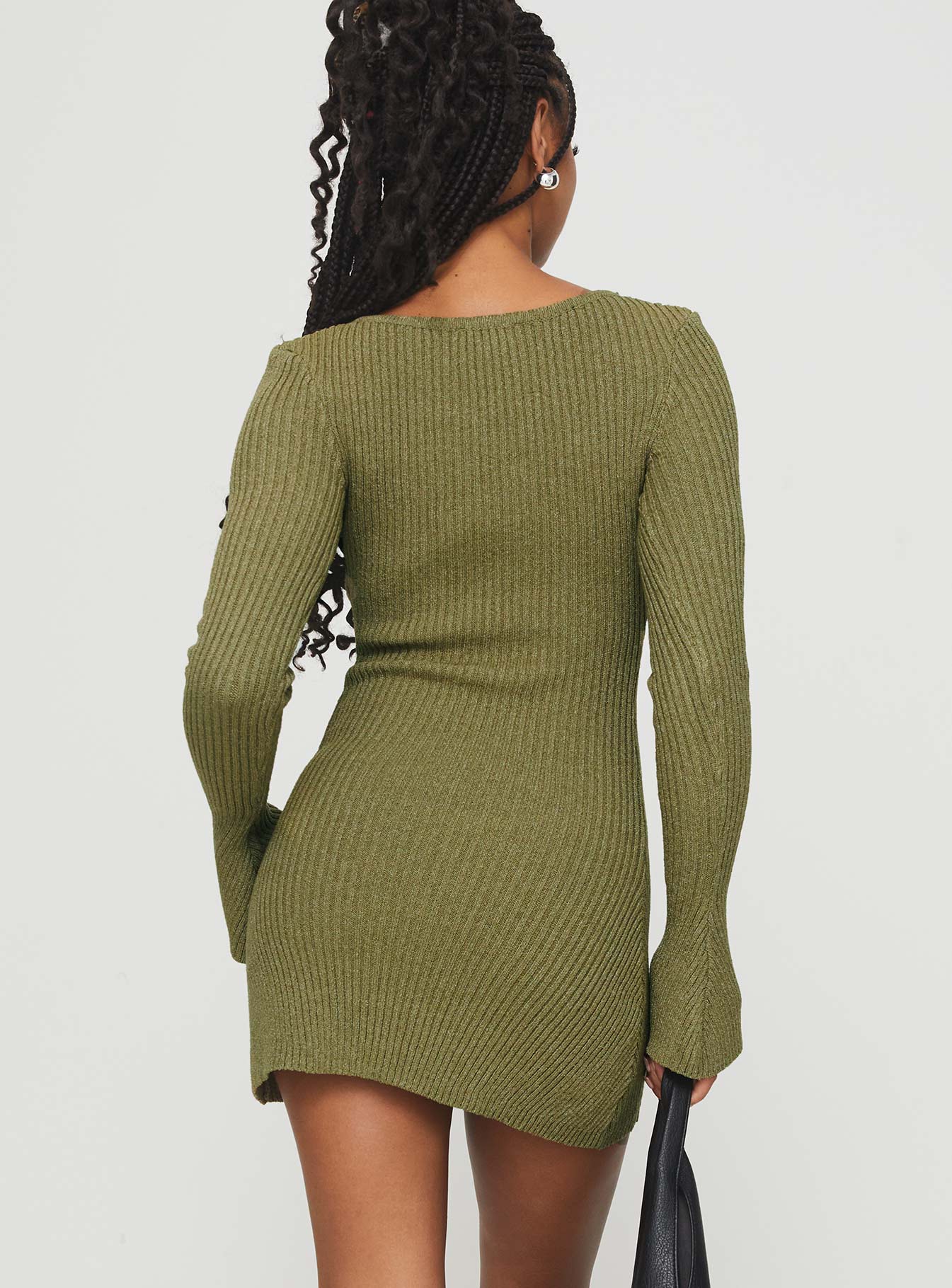 Osment Long Sleeve Knit Mini Dress Olive - Image 5