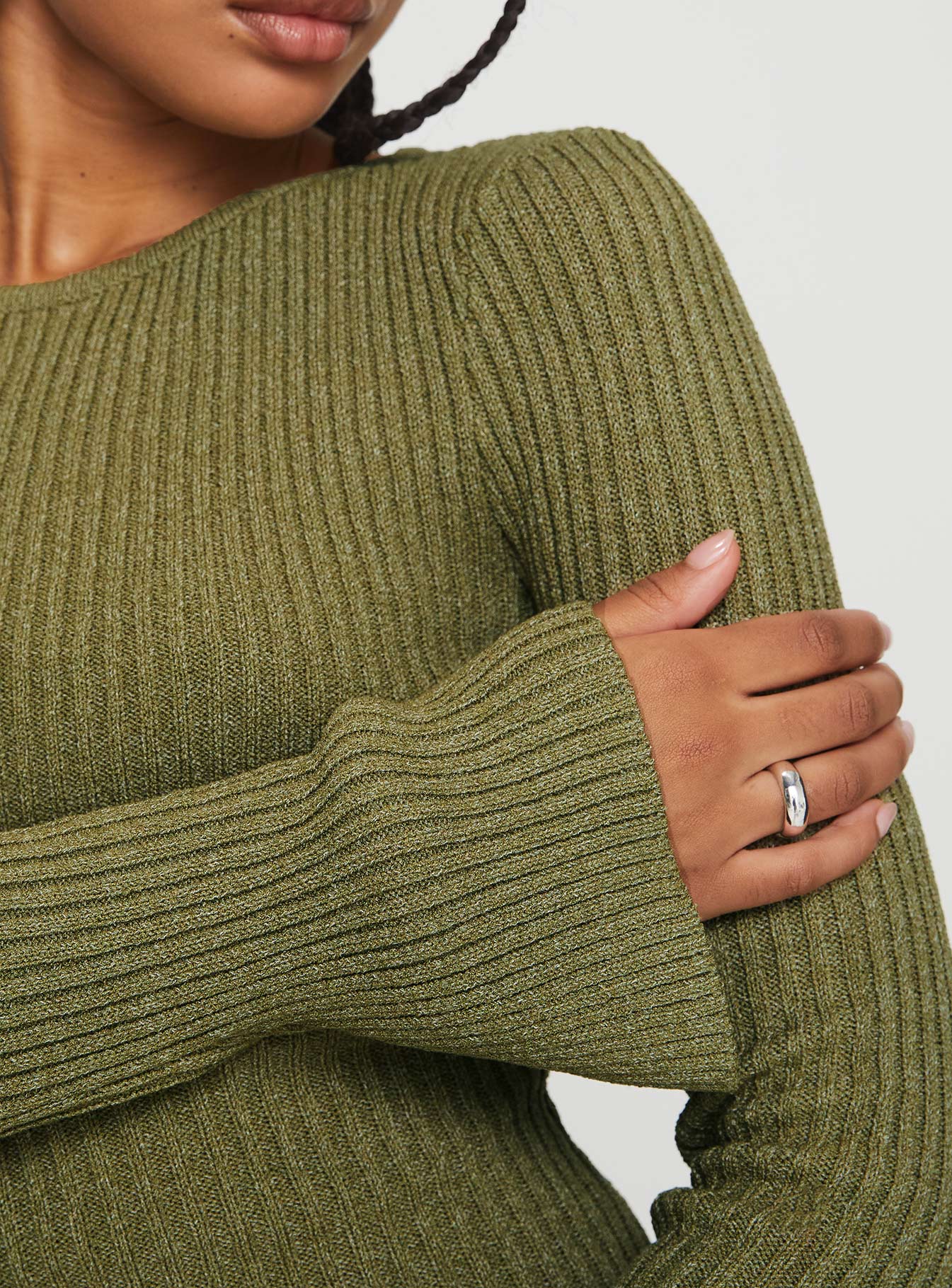 Osment Long Sleeve Knit Mini Dress Olive - Image 6