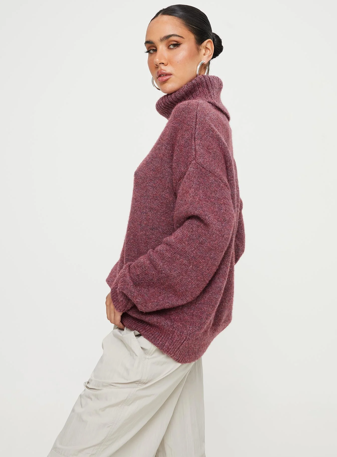 Oswin Turtleneck Jumper Burgundy - Image 4