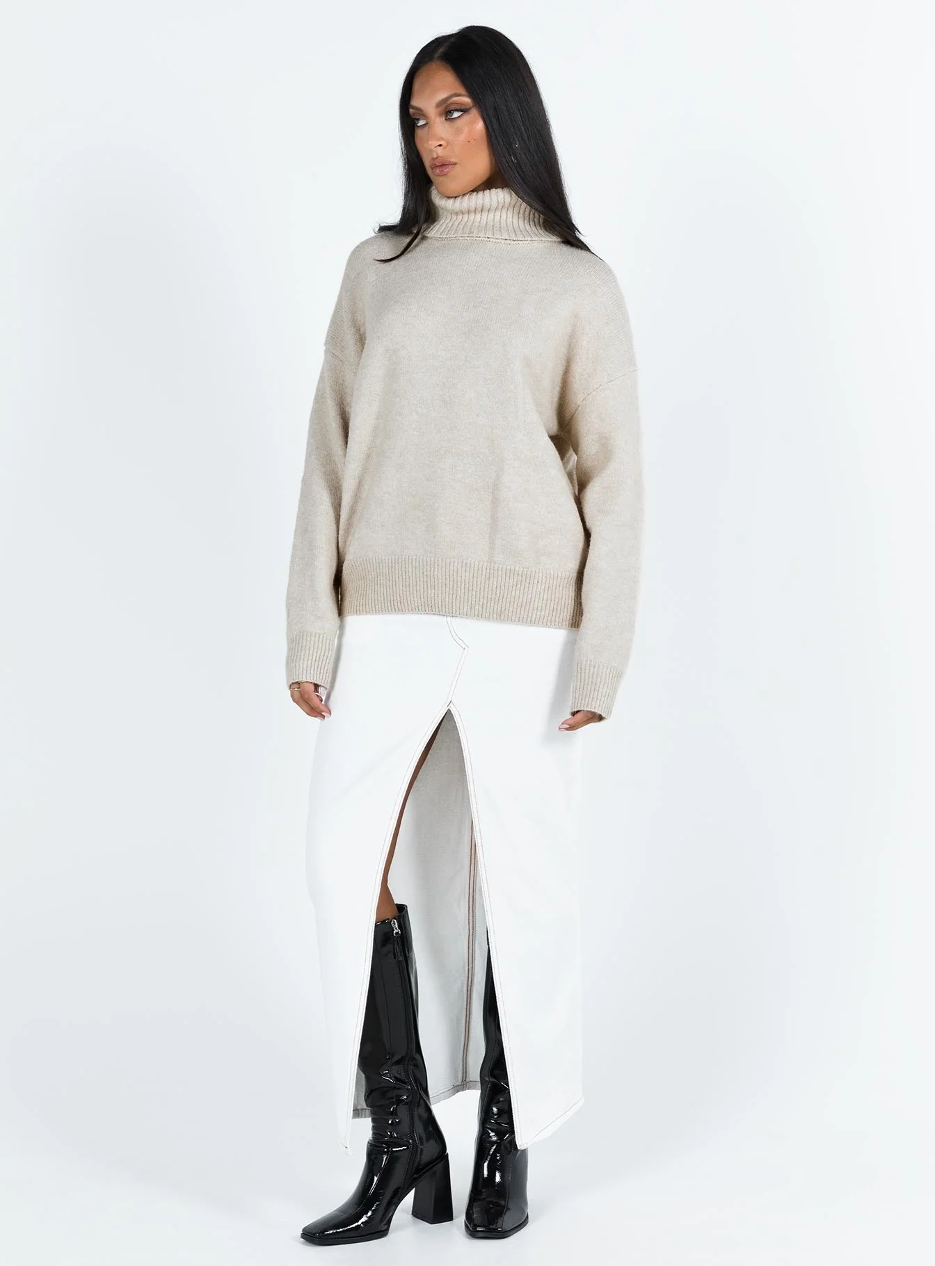 Oswin Turtleneck Sweater Oatmeal - Image 3