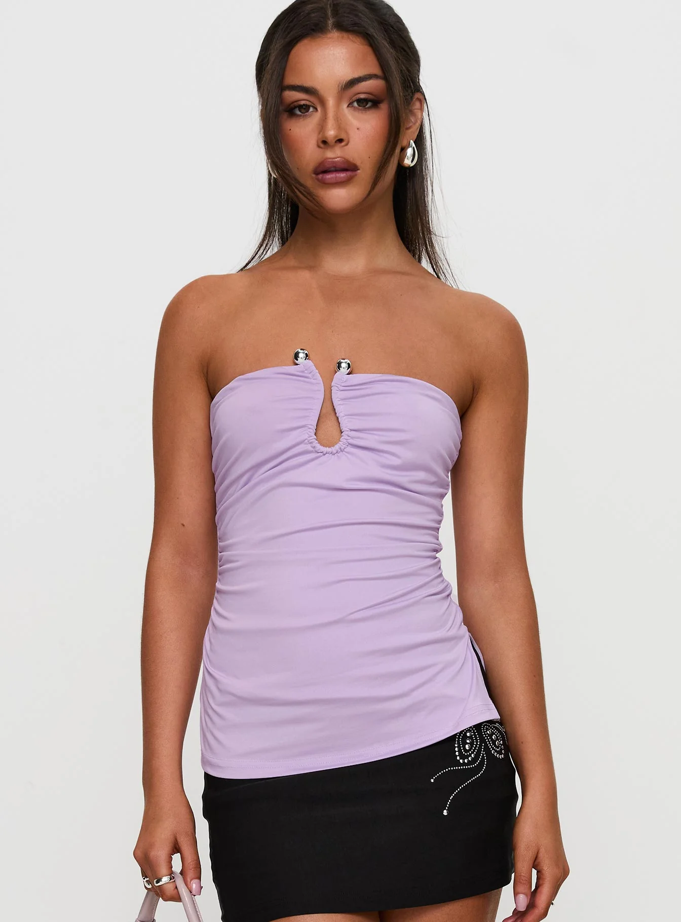 Out Of Line Strapless Hardware Detail Top Purple - Image 2