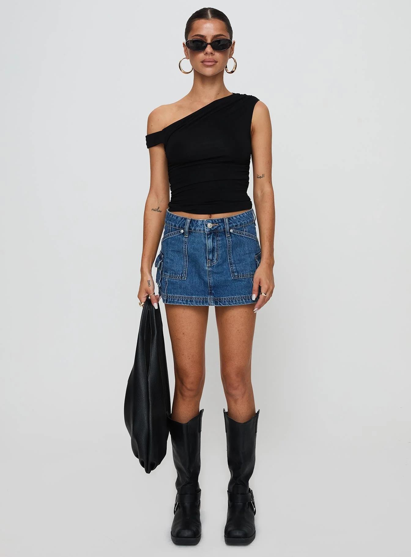 Pacific Coast Denim Cargo Skirt Dark Wash - Image 7