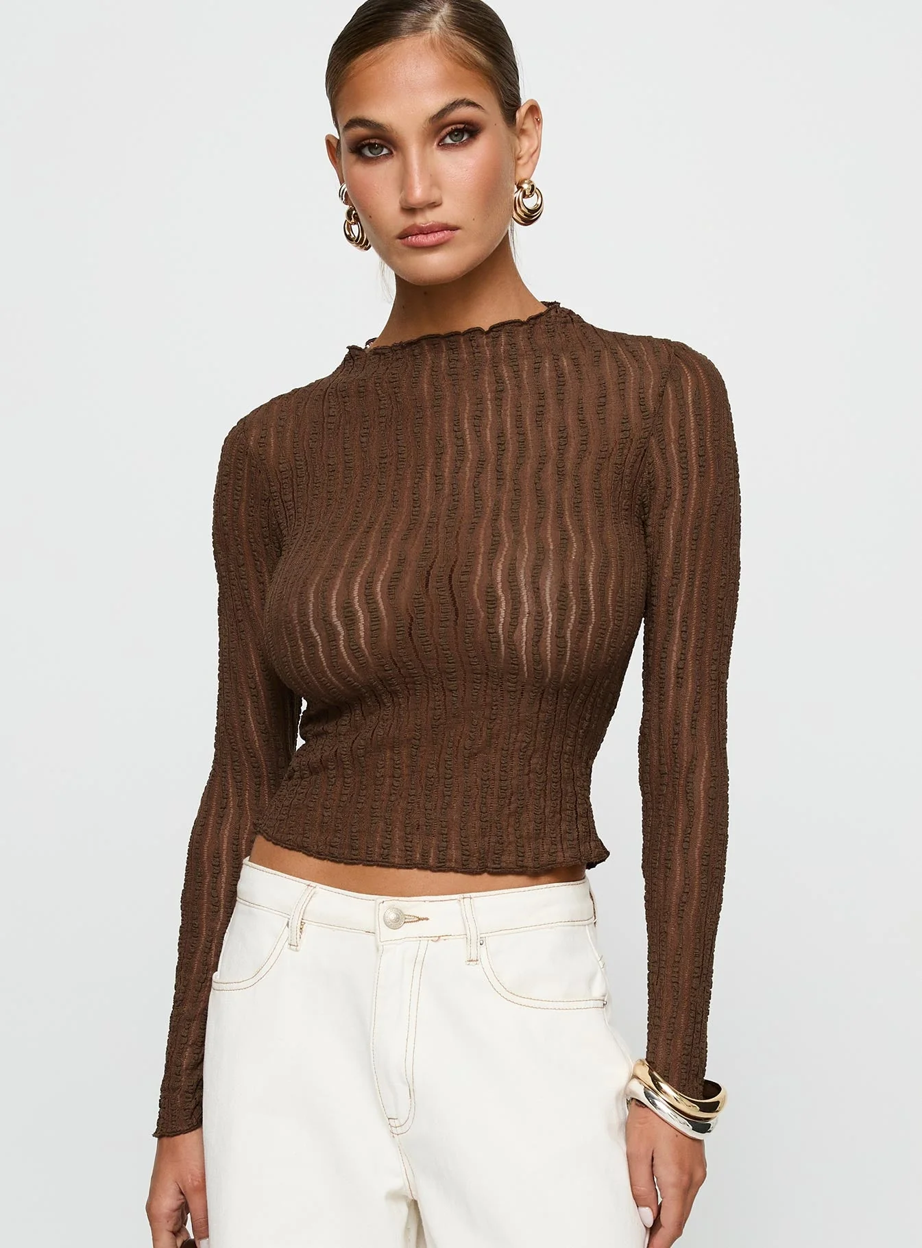 Padra Long Sleeve Top Brown - Image 2