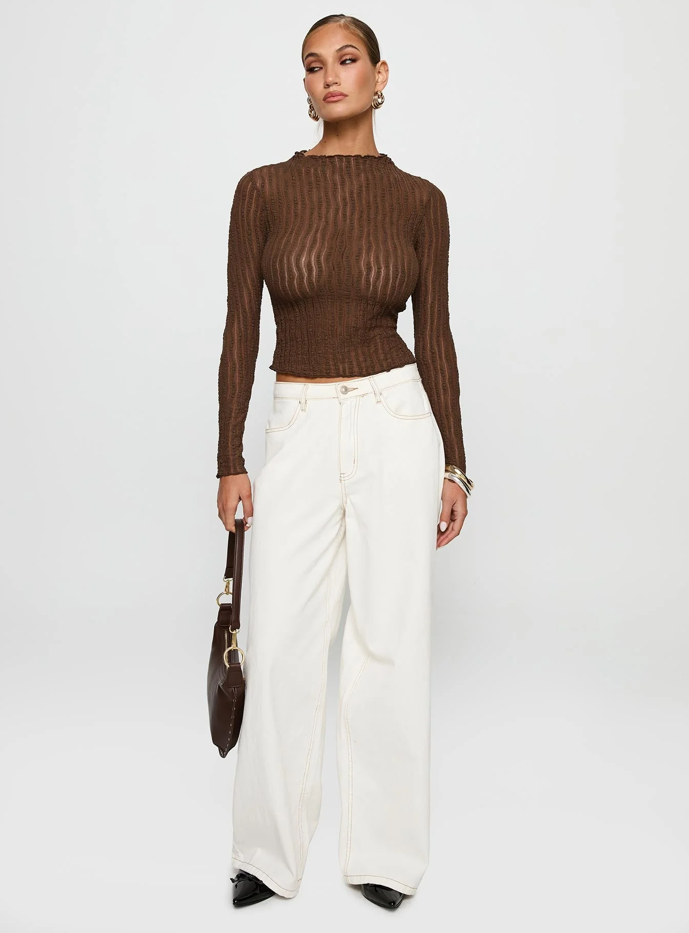 Padra Long Sleeve Top Brown - Image 3