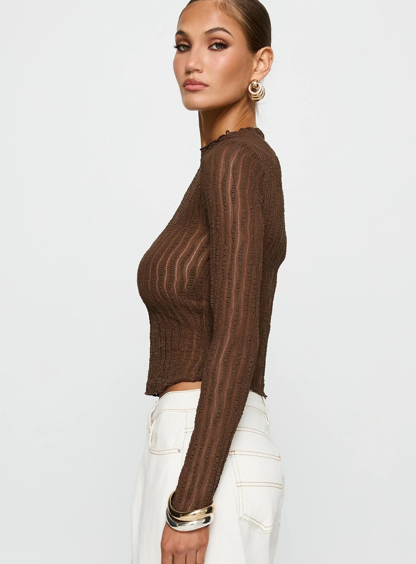 Padra Long Sleeve Top Brown - Image 4