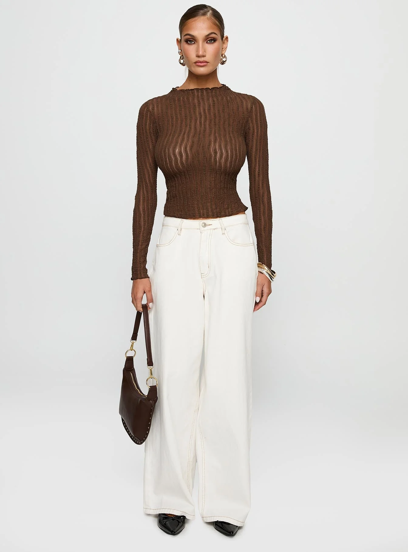 Padra Long Sleeve Top Brown - Image 7