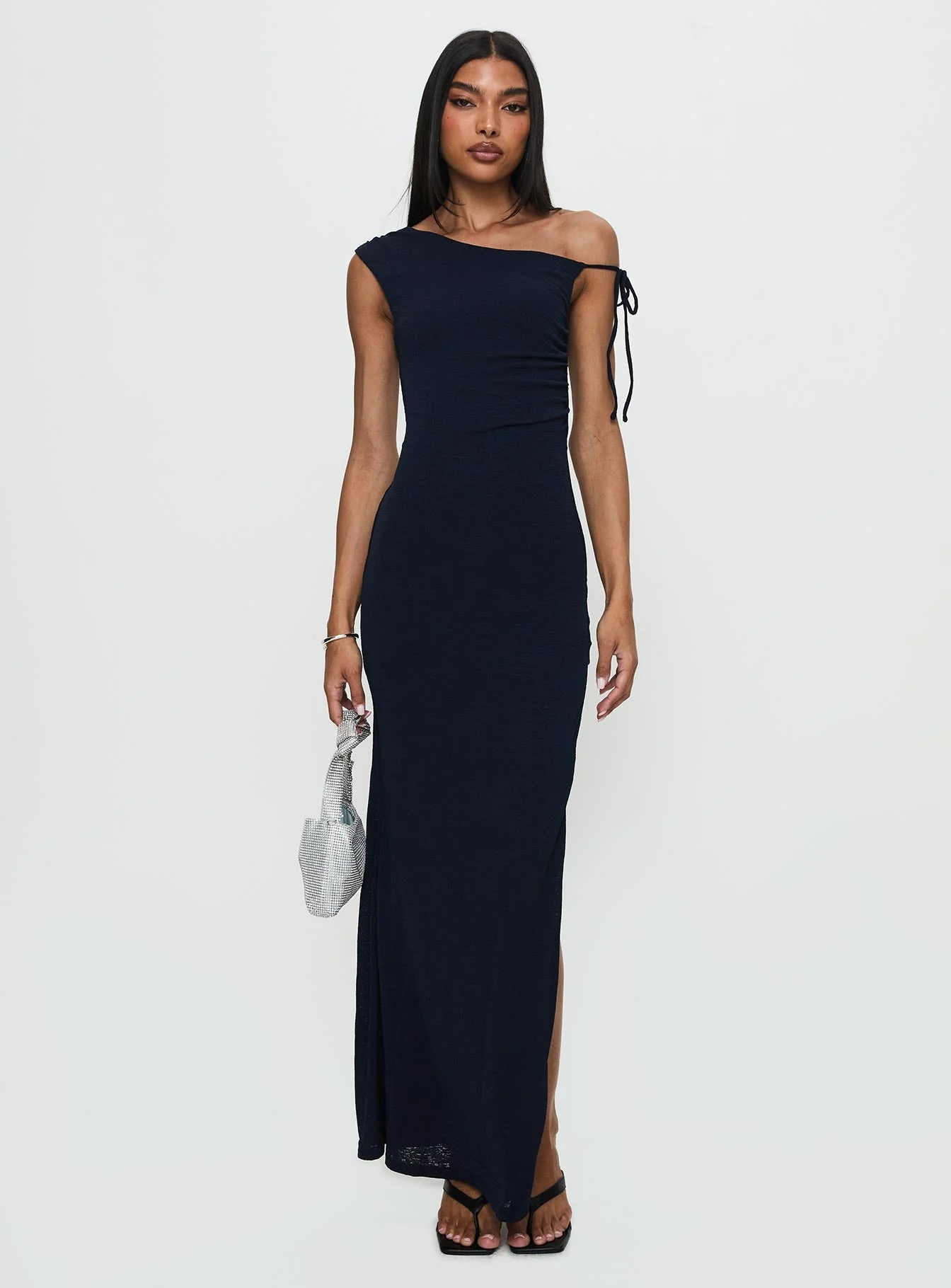 Paislee Asymmetrical Maxi Dress Navy - Image 2