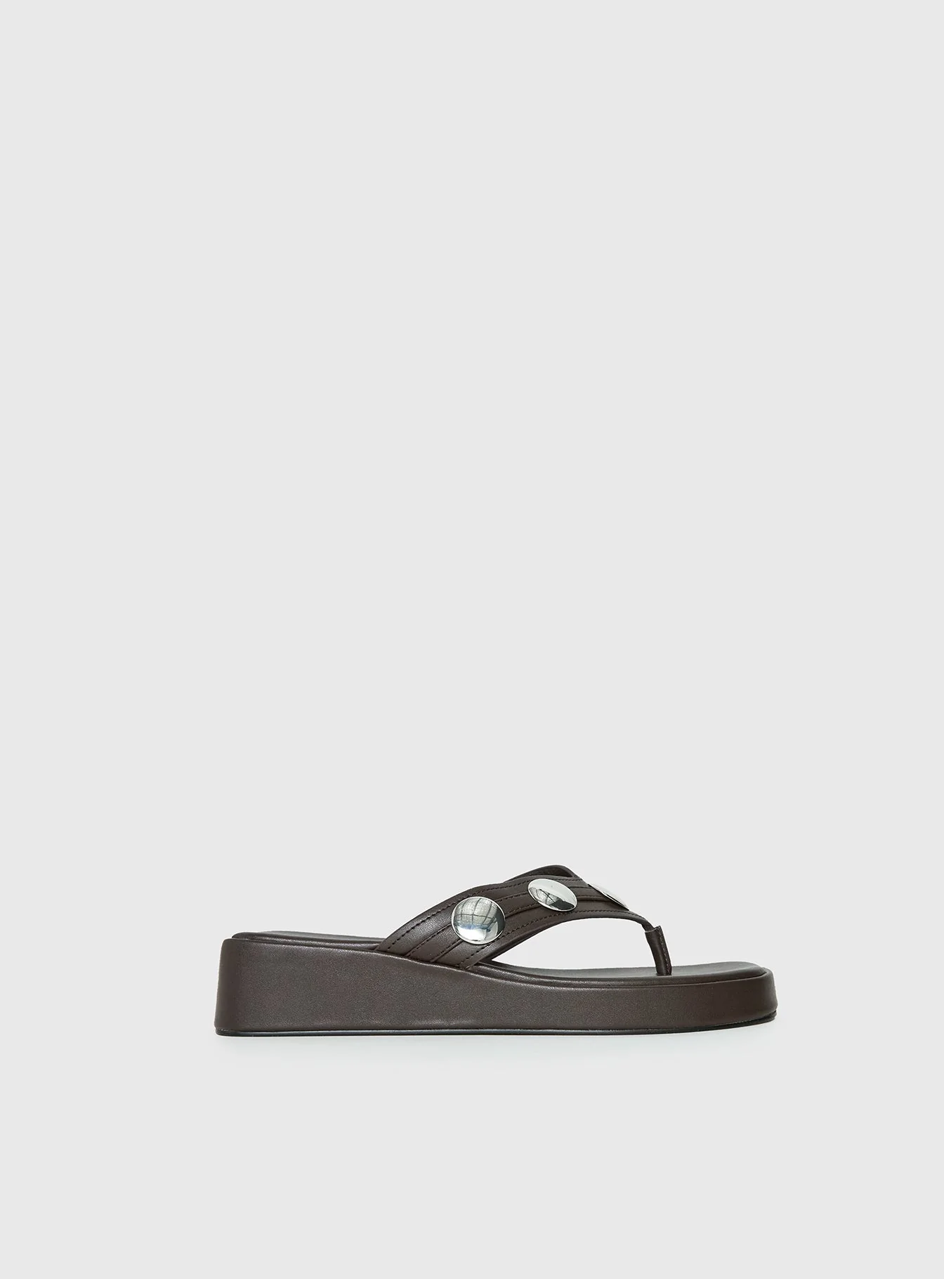 Paislee Stud Detail Sandals Brown - Image 2