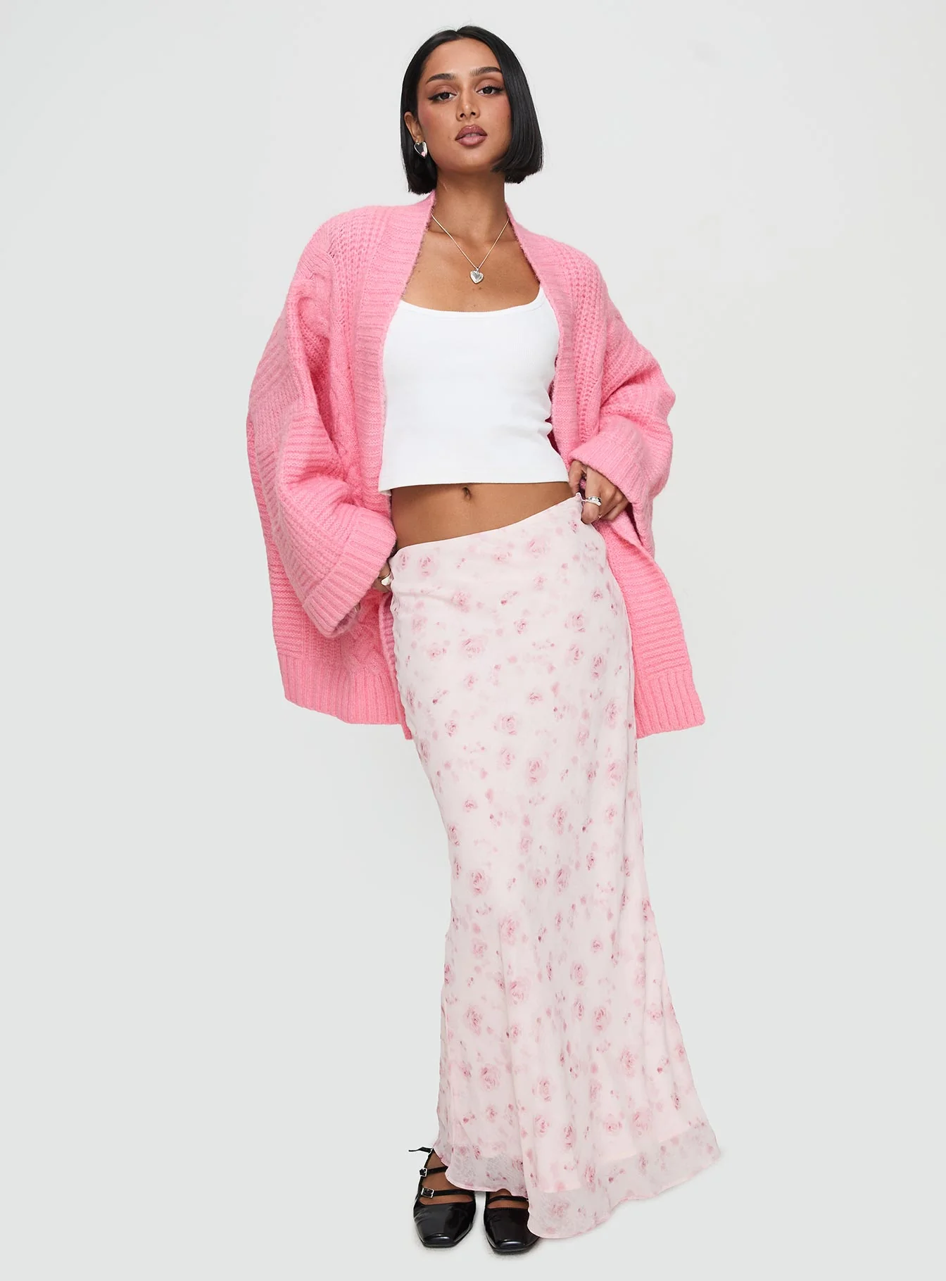 Paisleigh Cable Knit Cardigan Pink - Image 3