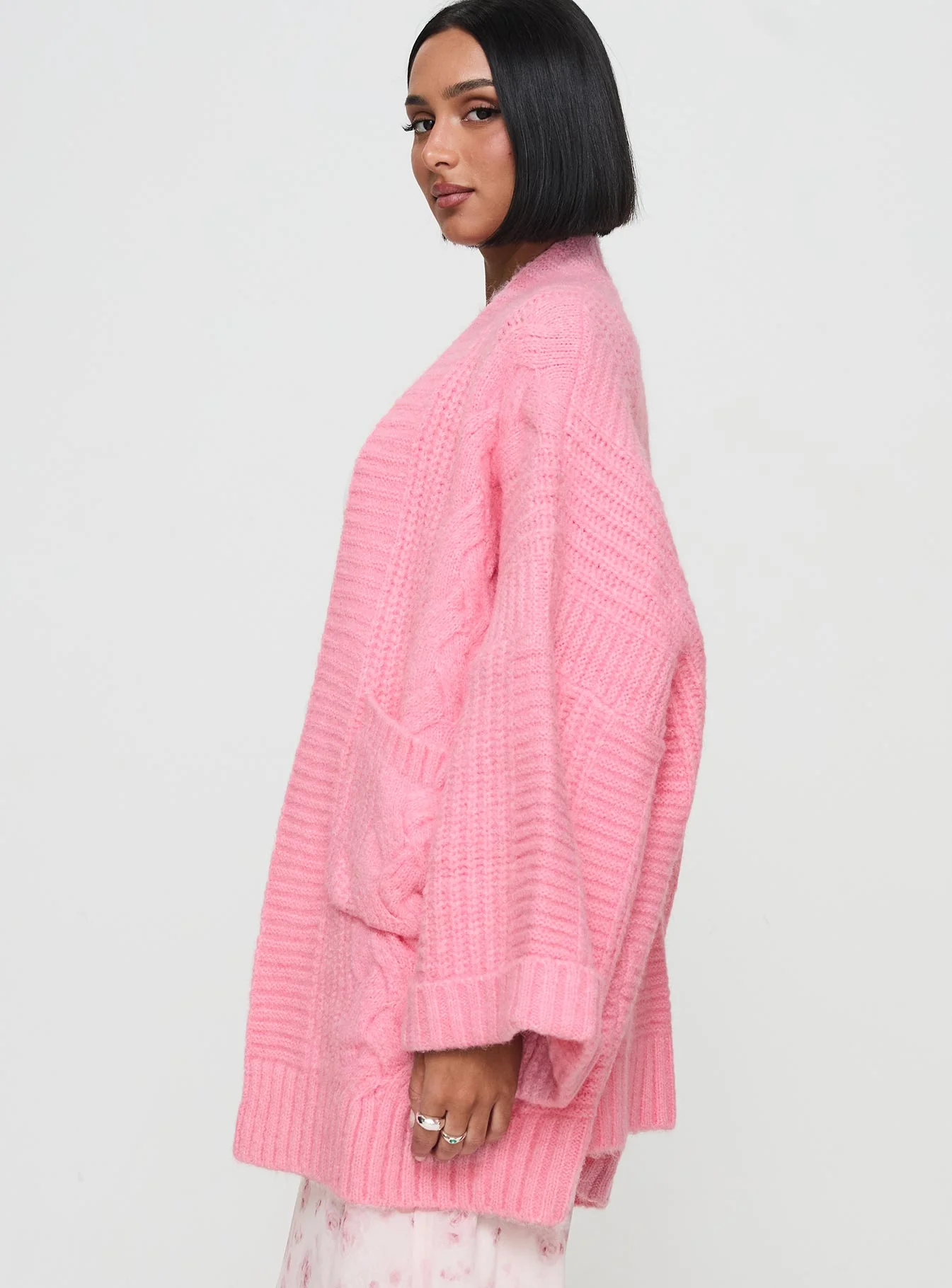 Paisleigh Cable Knit Cardigan Pink - Image 4