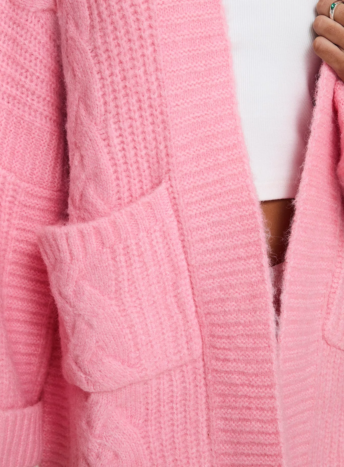 Paisleigh Cable Knit Cardigan Pink - Image 6