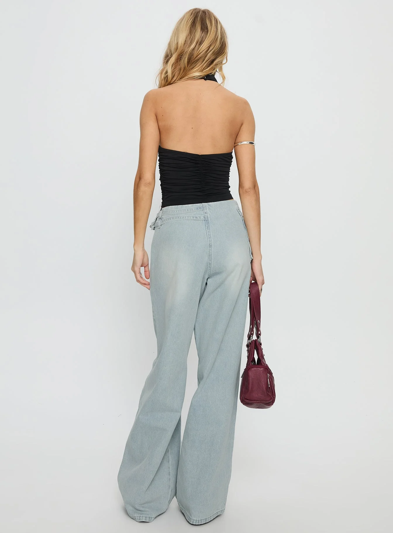 Paltrow Mid Rise Wide Leg Cargo Jeans Faded Blue Wash - Image 5