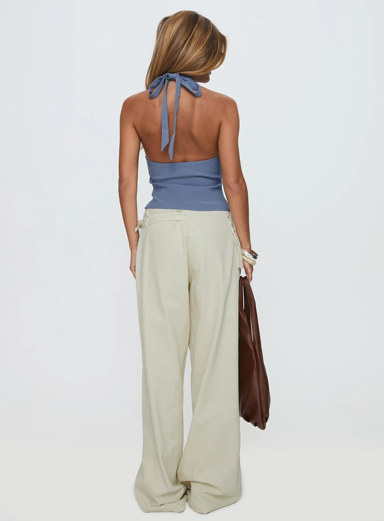 Paltrow Mid Rise Wide Leg Cargo Jeans Cream - Image 6
