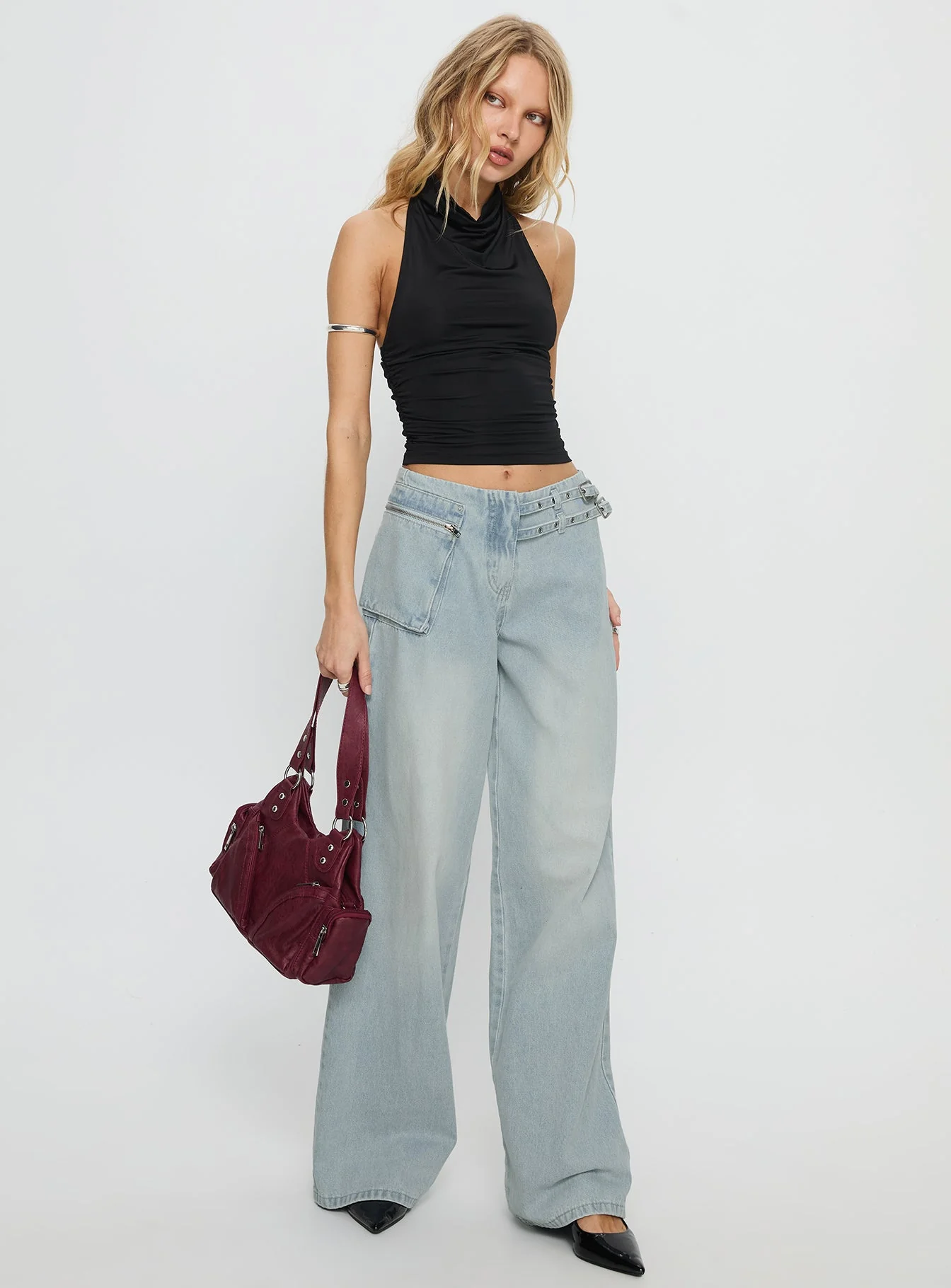Paltrow Mid Rise Wide Leg Cargo Jeans Black - Image 12