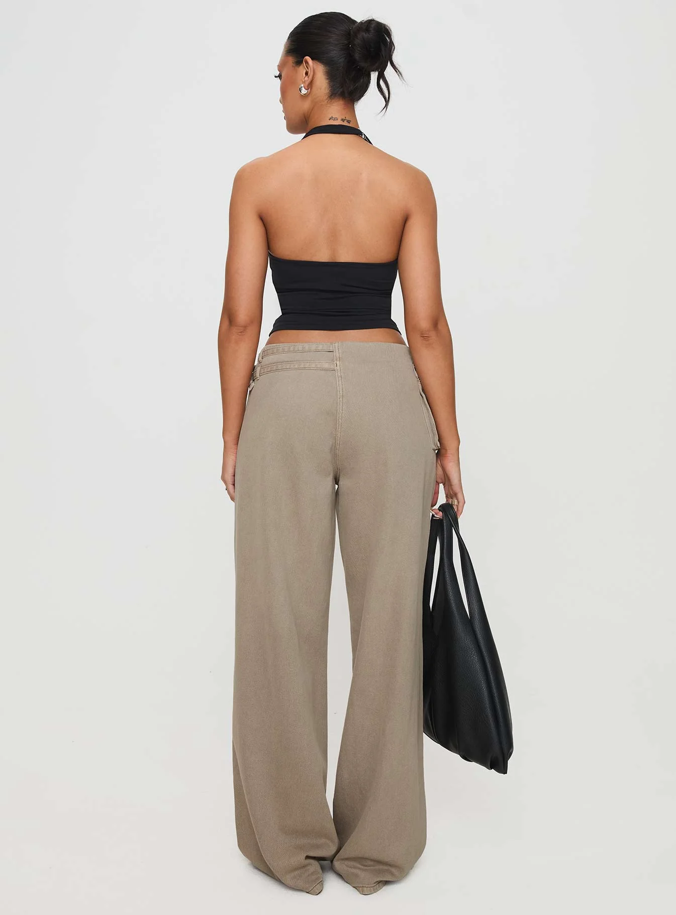 Paltrow Mid Rise Wide Leg Cargo Jeans Washed Brown Petite - Image 5