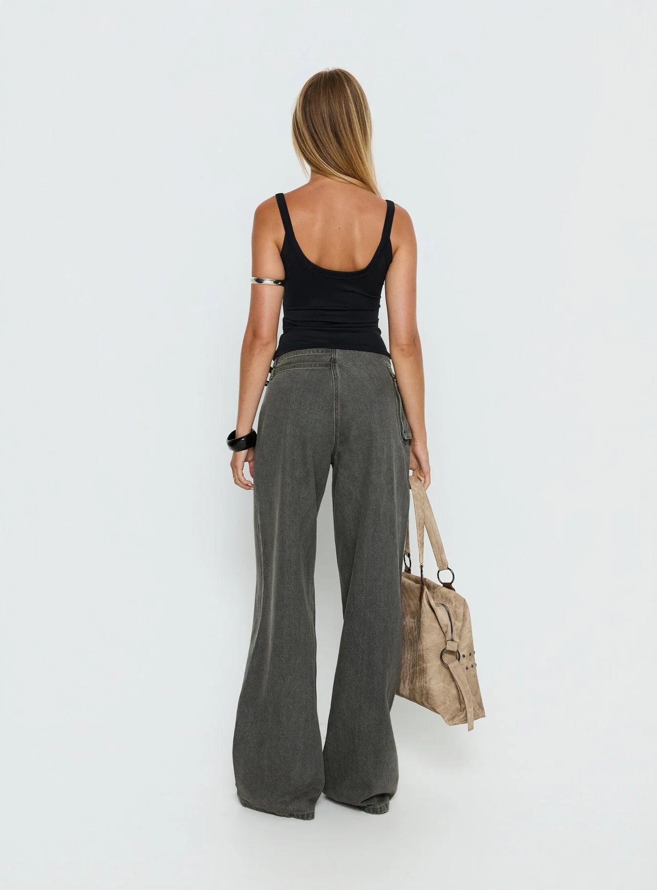 Paltrow Mid Rise Wide Leg Cargo Jeans Washed Grey - Image 5