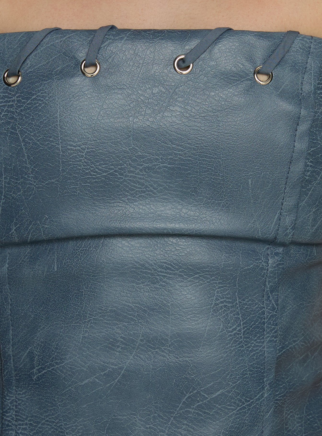 Pammie Faux Leather Strapless Top Blue - Image 6