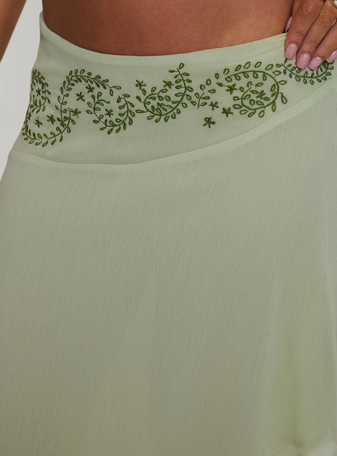 Pappilion Asymmetrical Midi Skirt Sage - Image 10