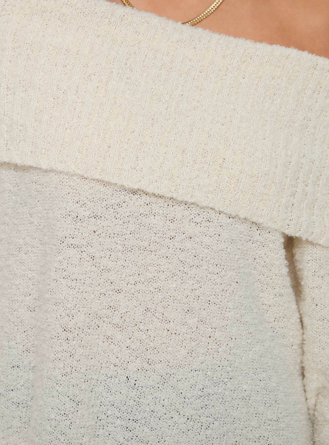 Parkley Boucle Off The Shoulder Sweater Cream - Image 6