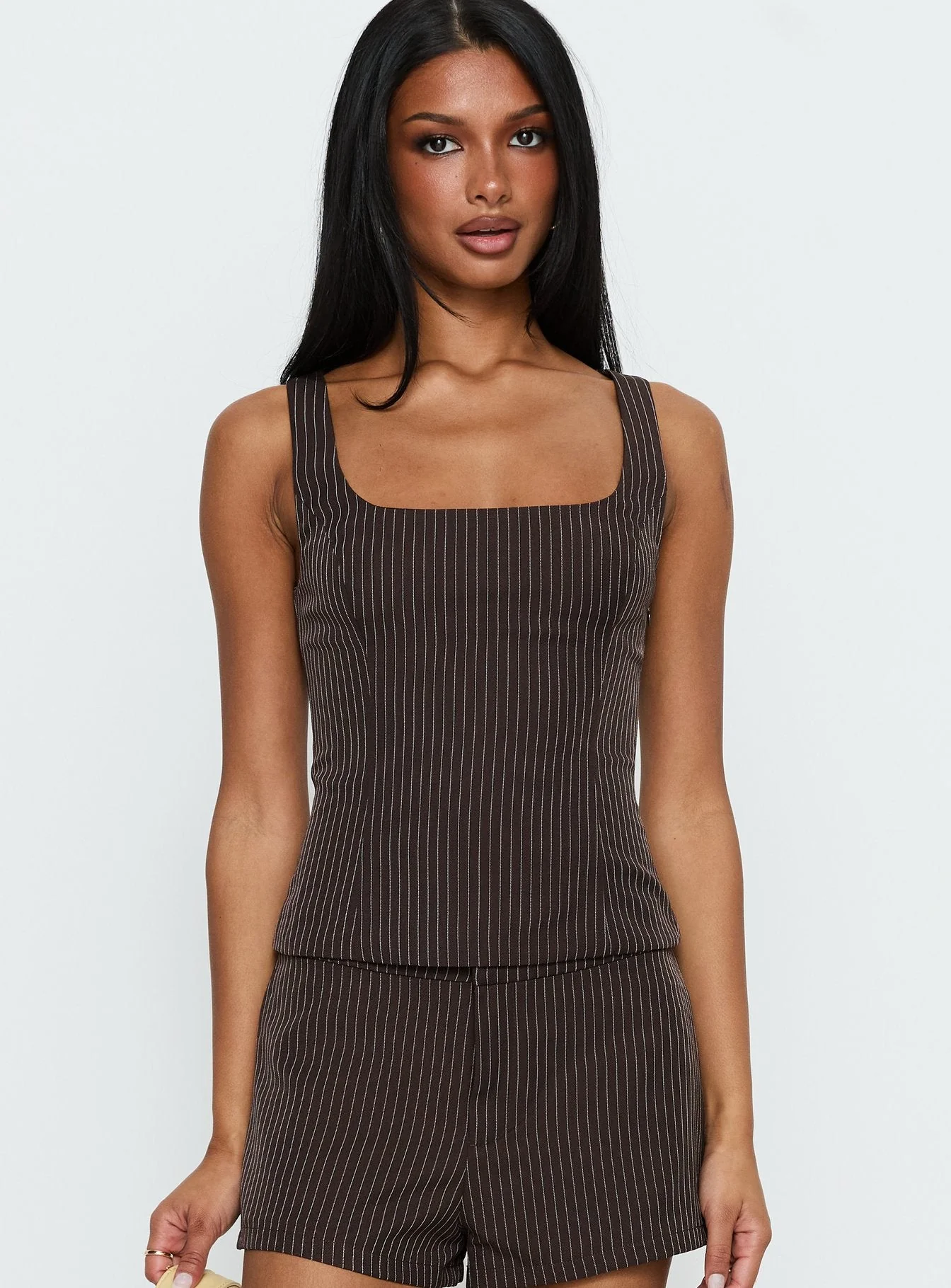 Party Invitations Tailored Top Brown Pinstripe - Image 2