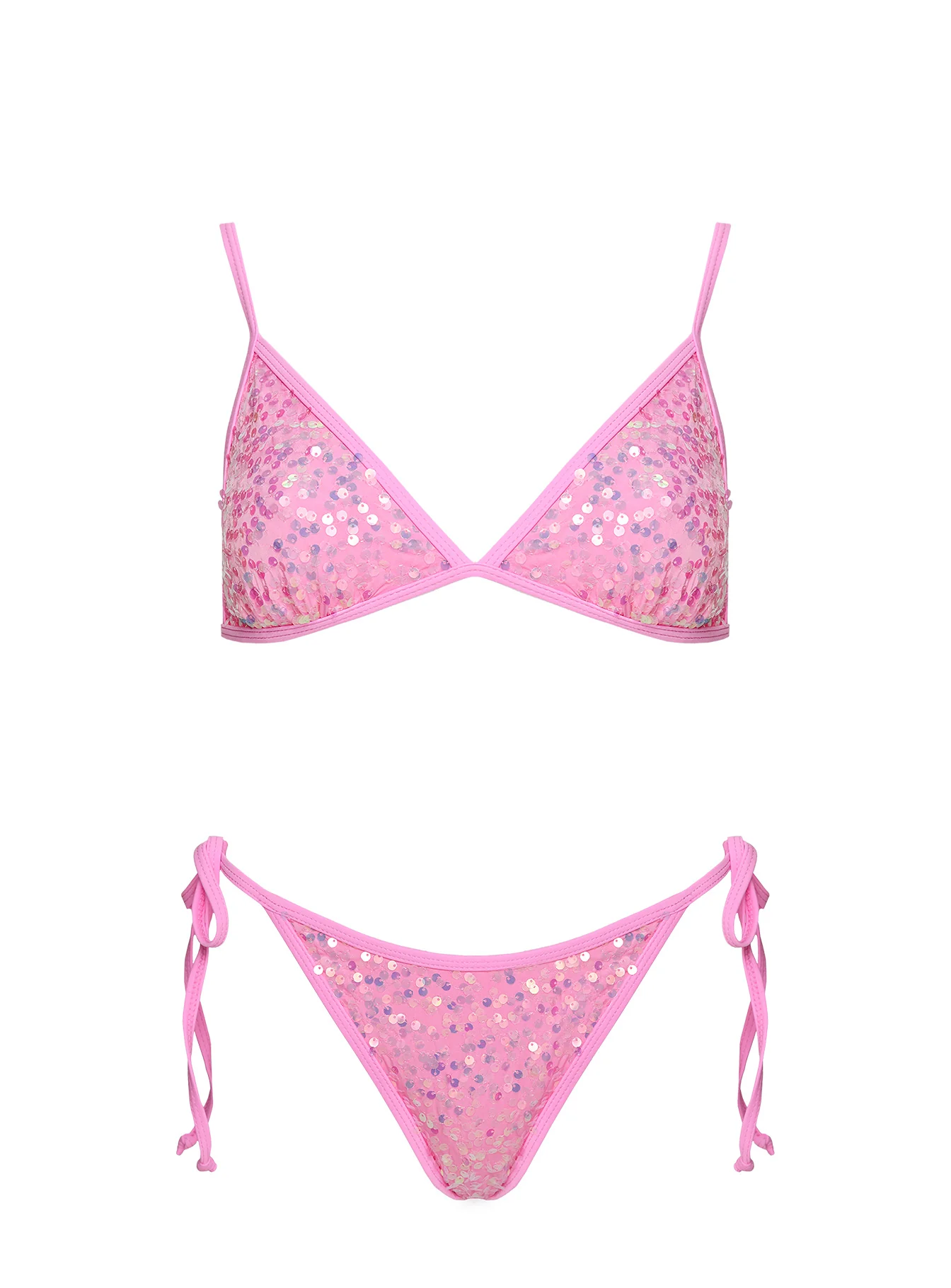 Passiona Triangle Sequin Bikini Top Pink - Image 5
