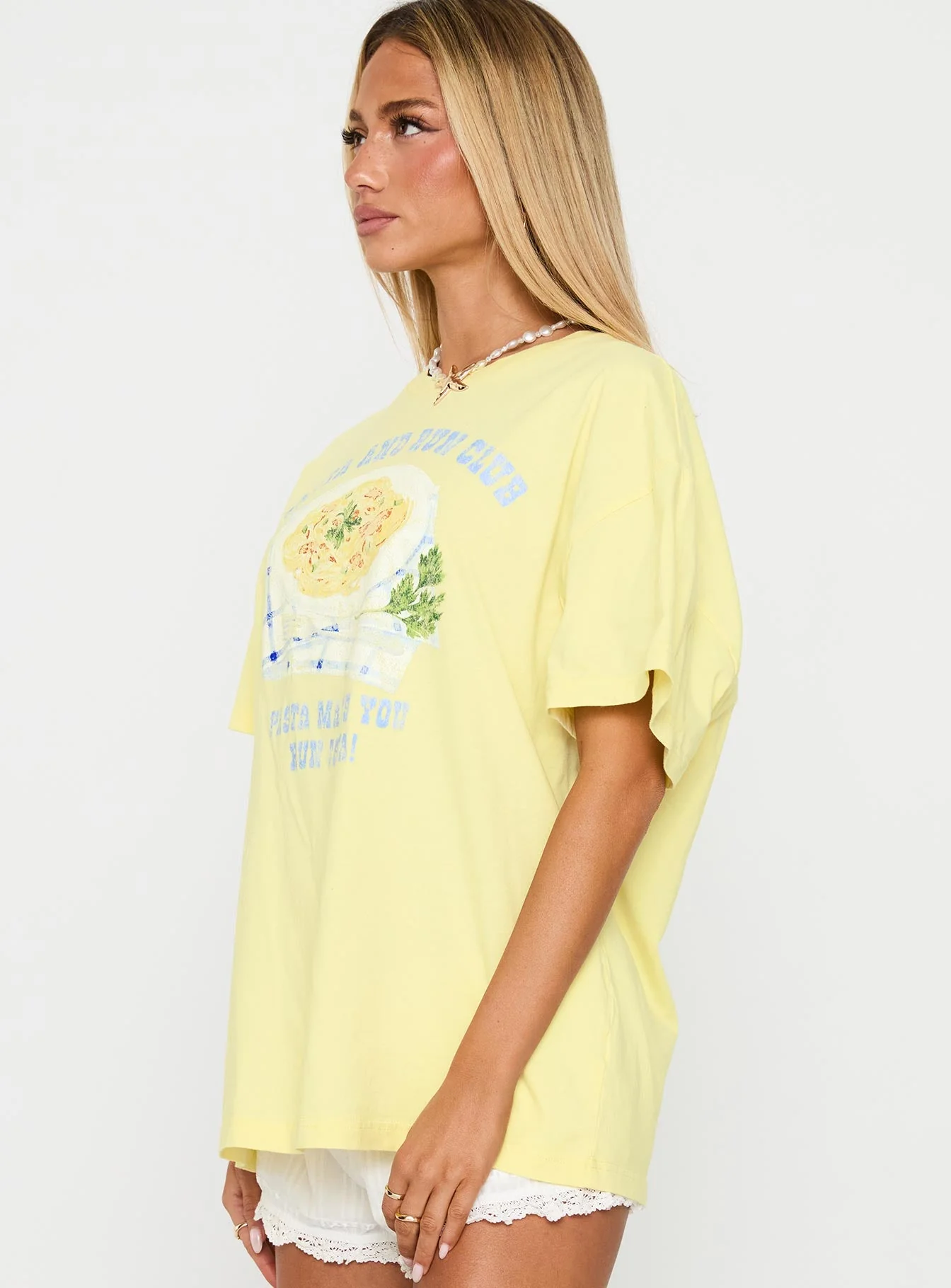 Pasta Makes You Fasta Oversized Tee Yellow - Image 4