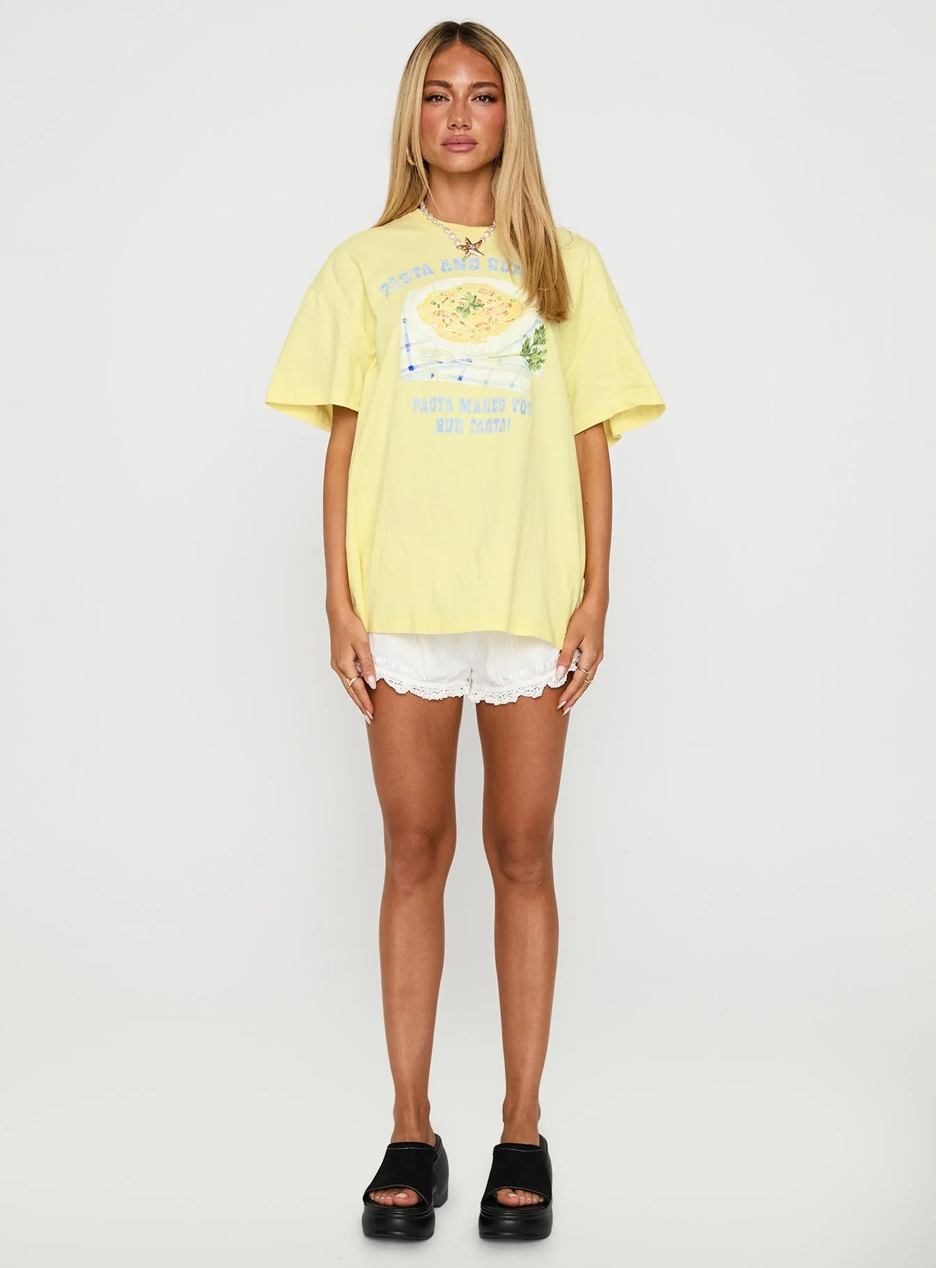 Pasta Makes You Fasta Oversized Tee Yellow - Image 7