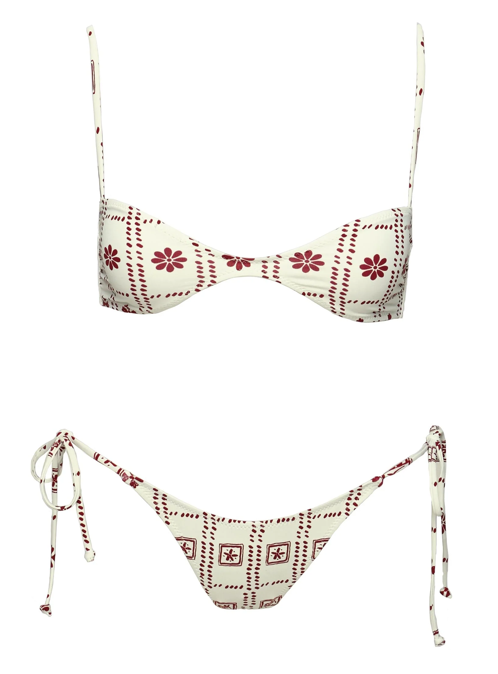 Patisserie Tie Side Bikini Bottoms White / Red - Image 5