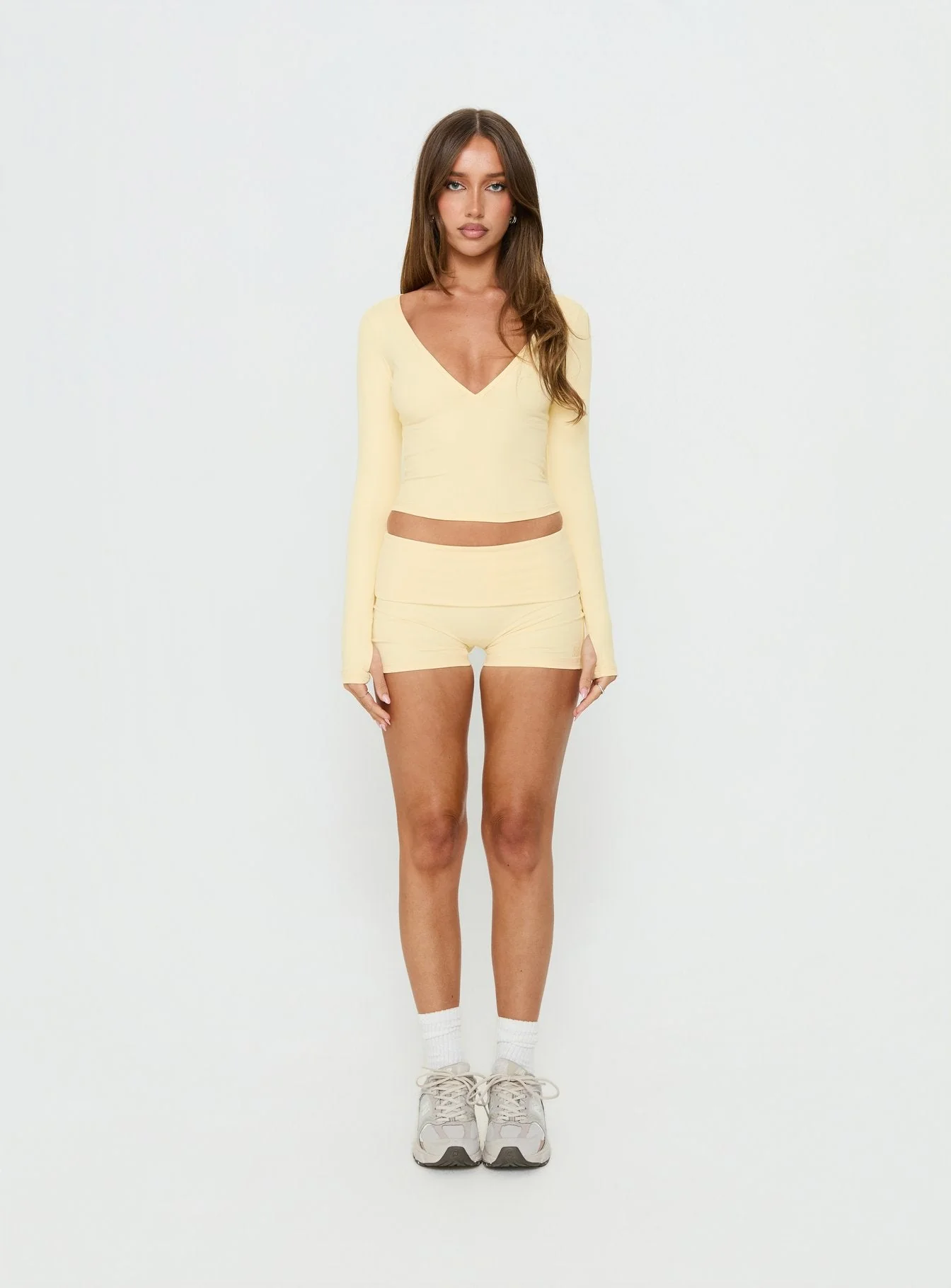 Peak Foldover Micro Shorts Yellow - Image 6