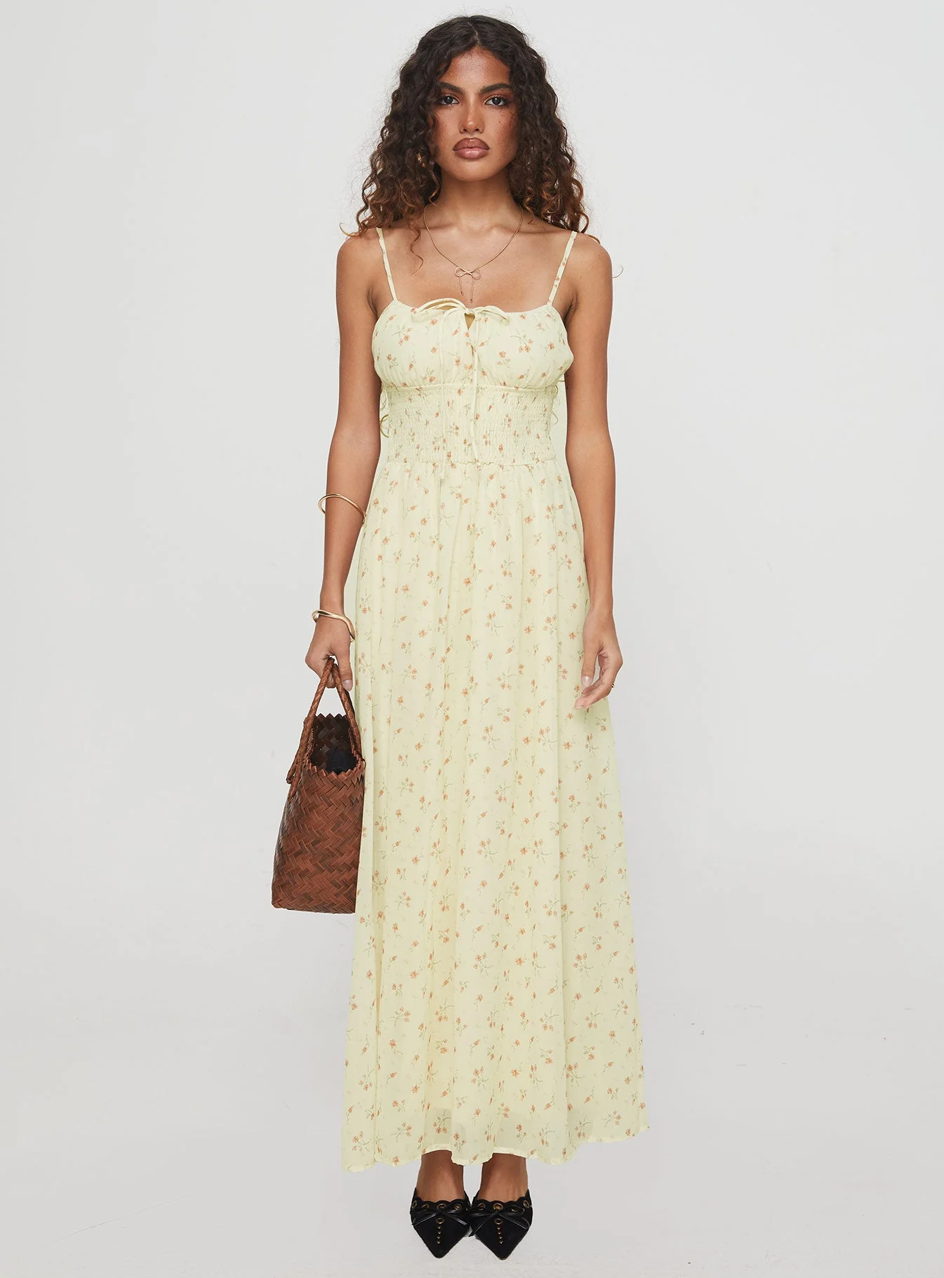 Pearle Shirred Maxi Dress Cream Floral - Image 7