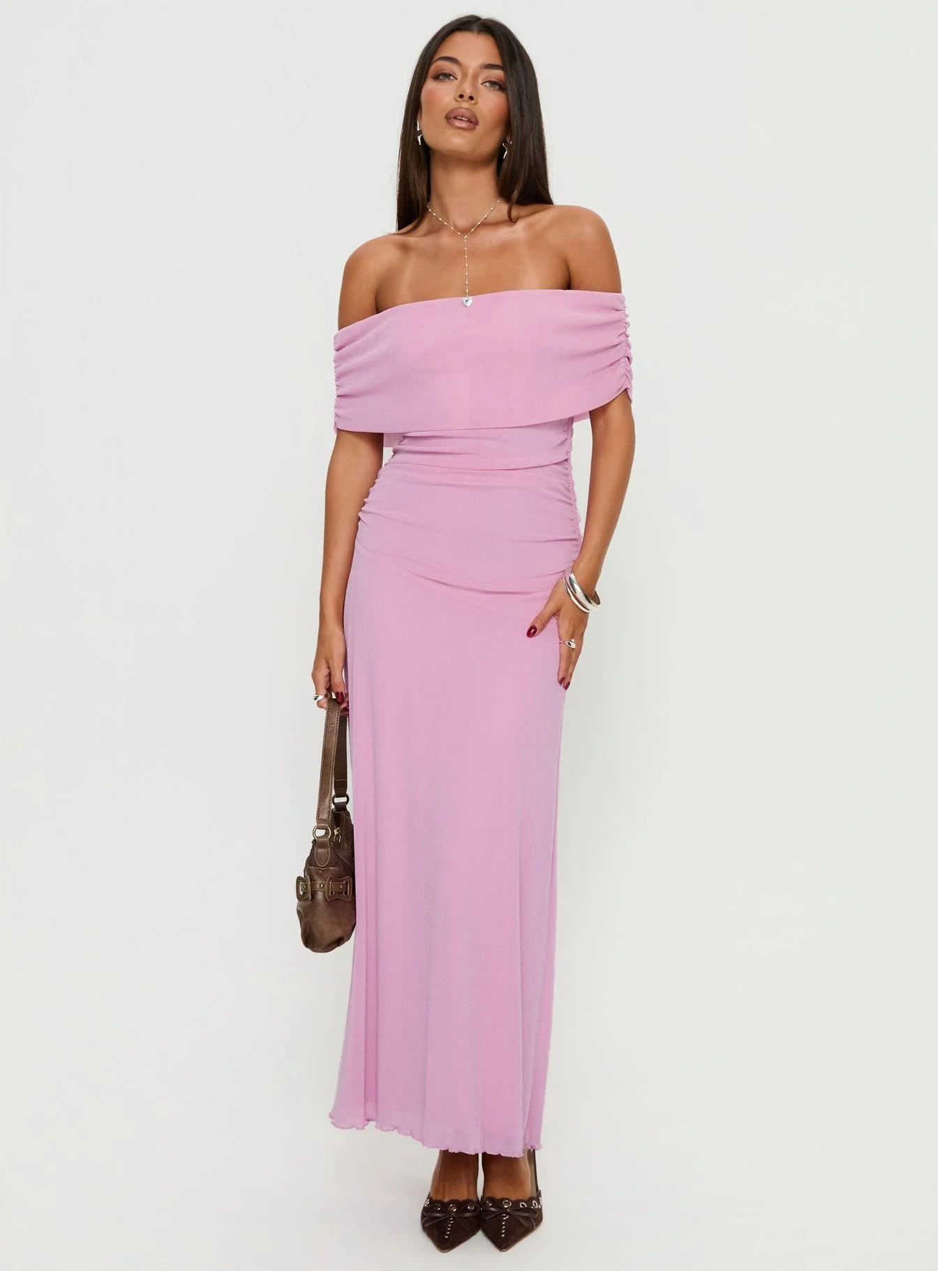 Penelopa Off Shoulder Maxi Dress Pink - Image 2